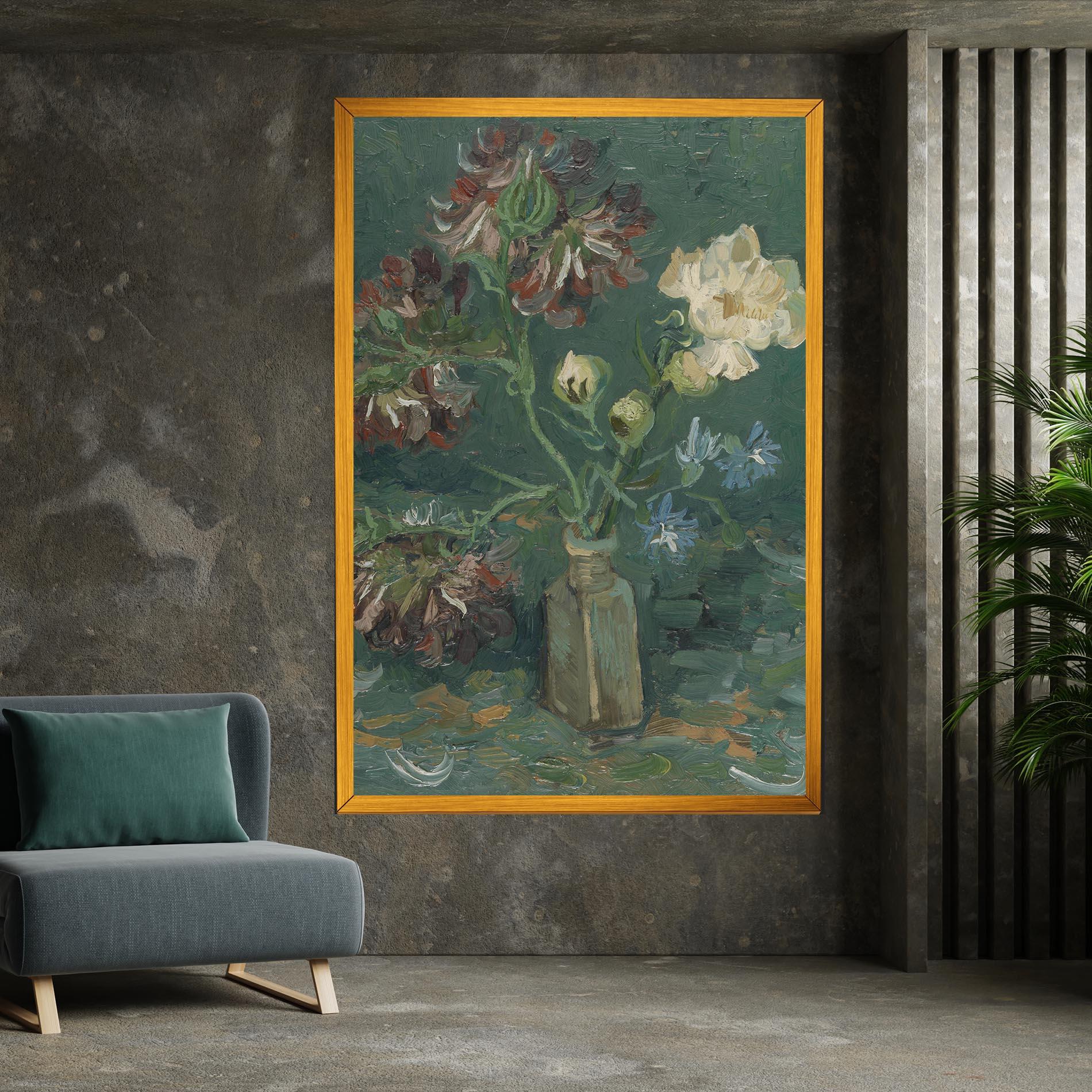 Leinwandbild Flesje Met Pioenrozen mockup 7