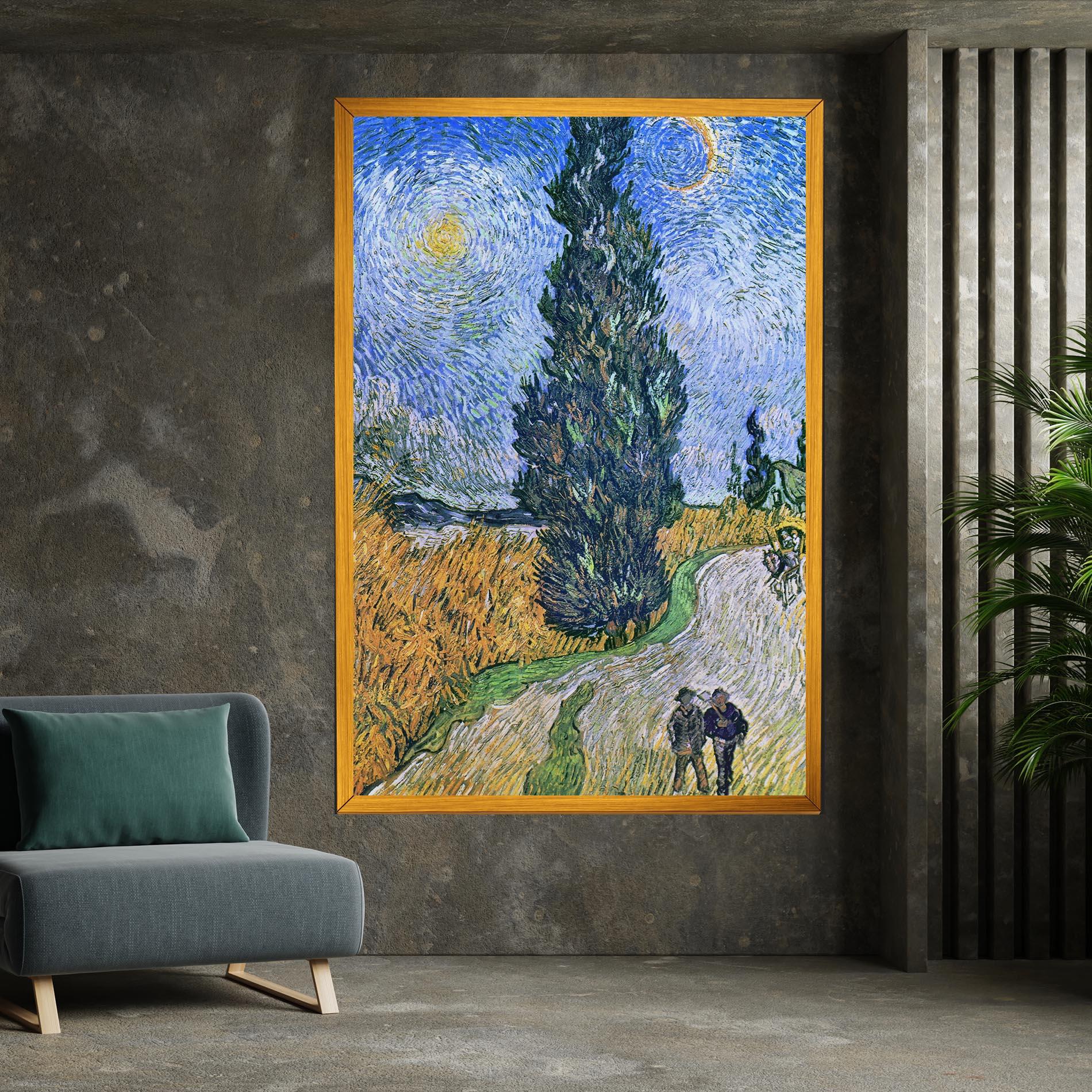 Leinwandbild Road With Cypress mockup 7