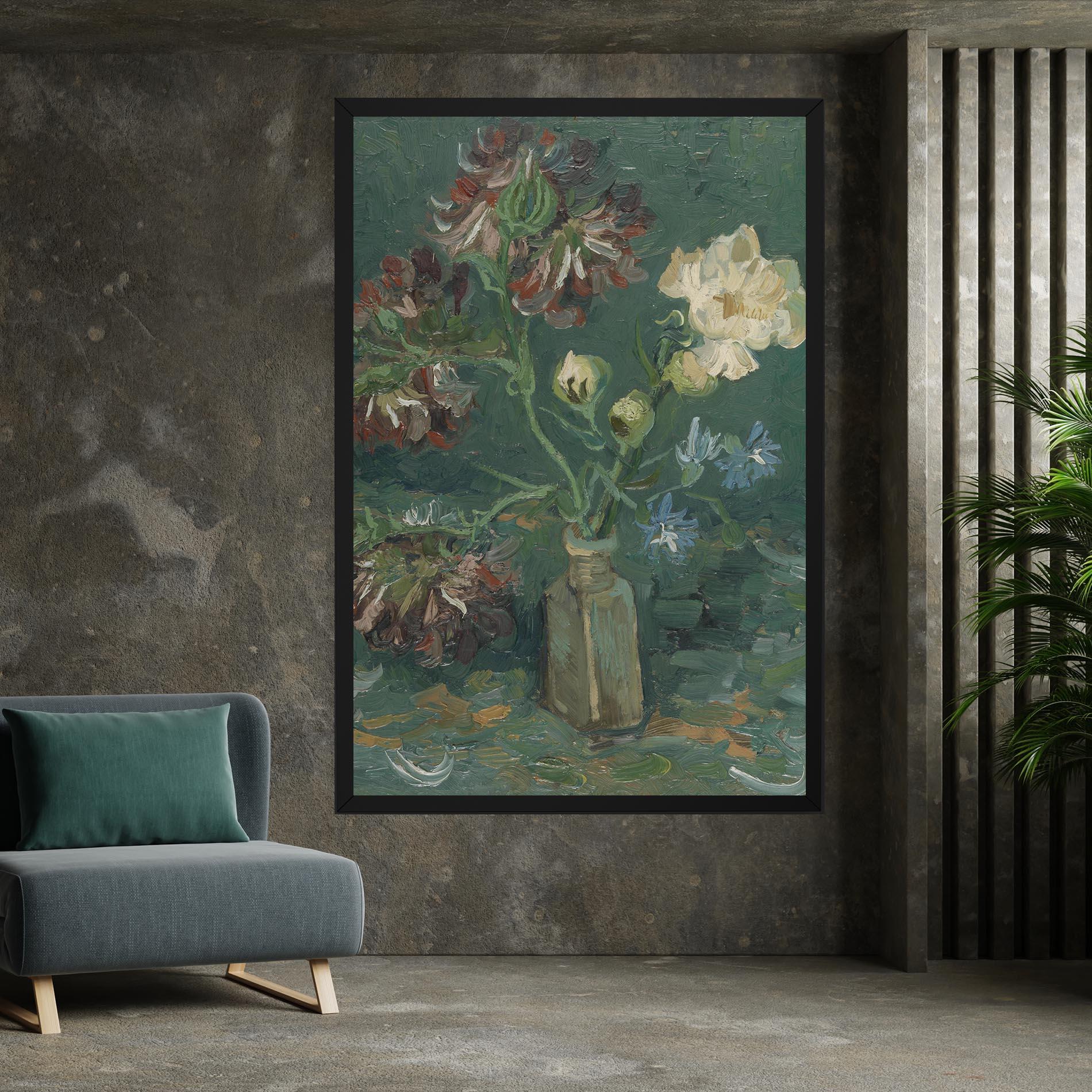 Leinwandbild Flesje Met Pioenrozen mockup 7