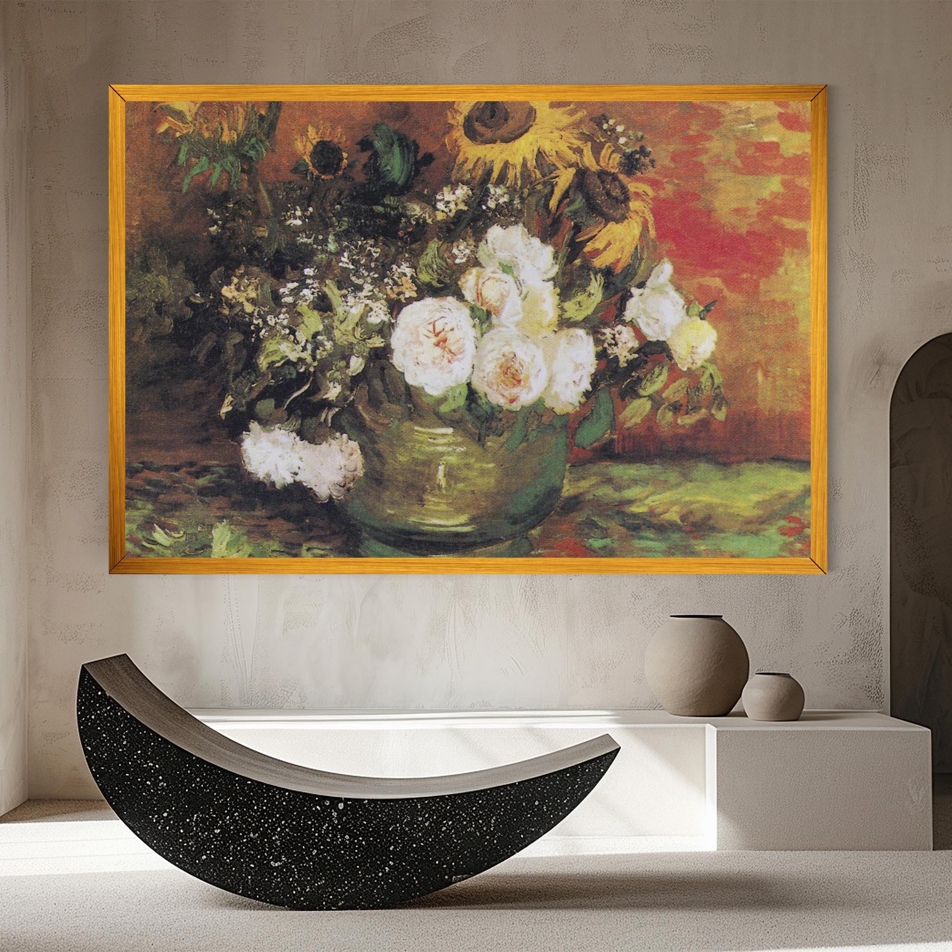 Leinwandbild Bowl With Sunflowers mockup 8
