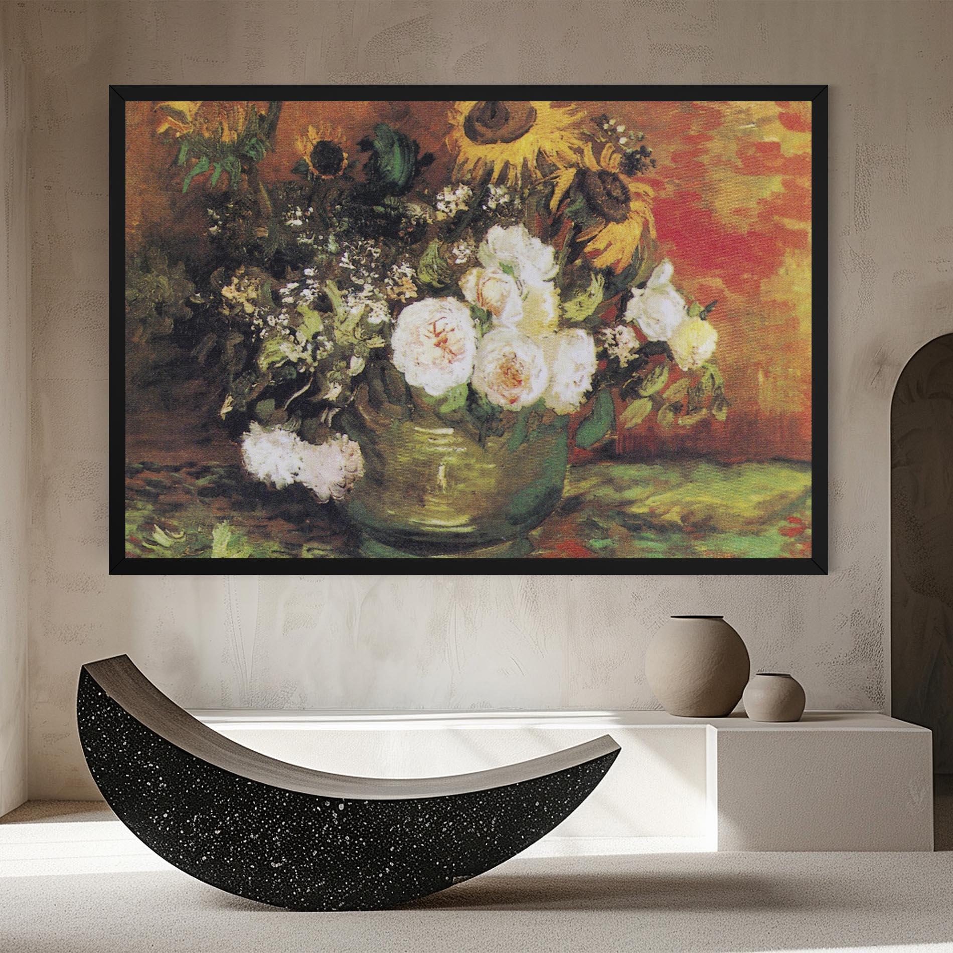 Leinwandbild Bowl With Sunflowers mockup 8