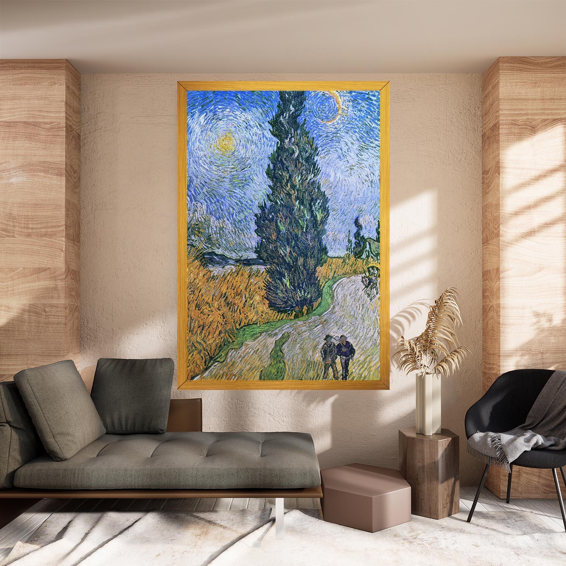 Leinwandbild Road With Cypress mockup 8