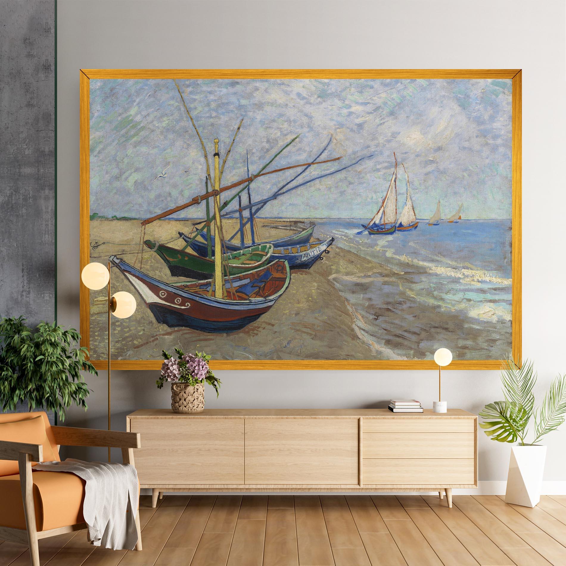 Leinwandbild Boats Beach mockup 9