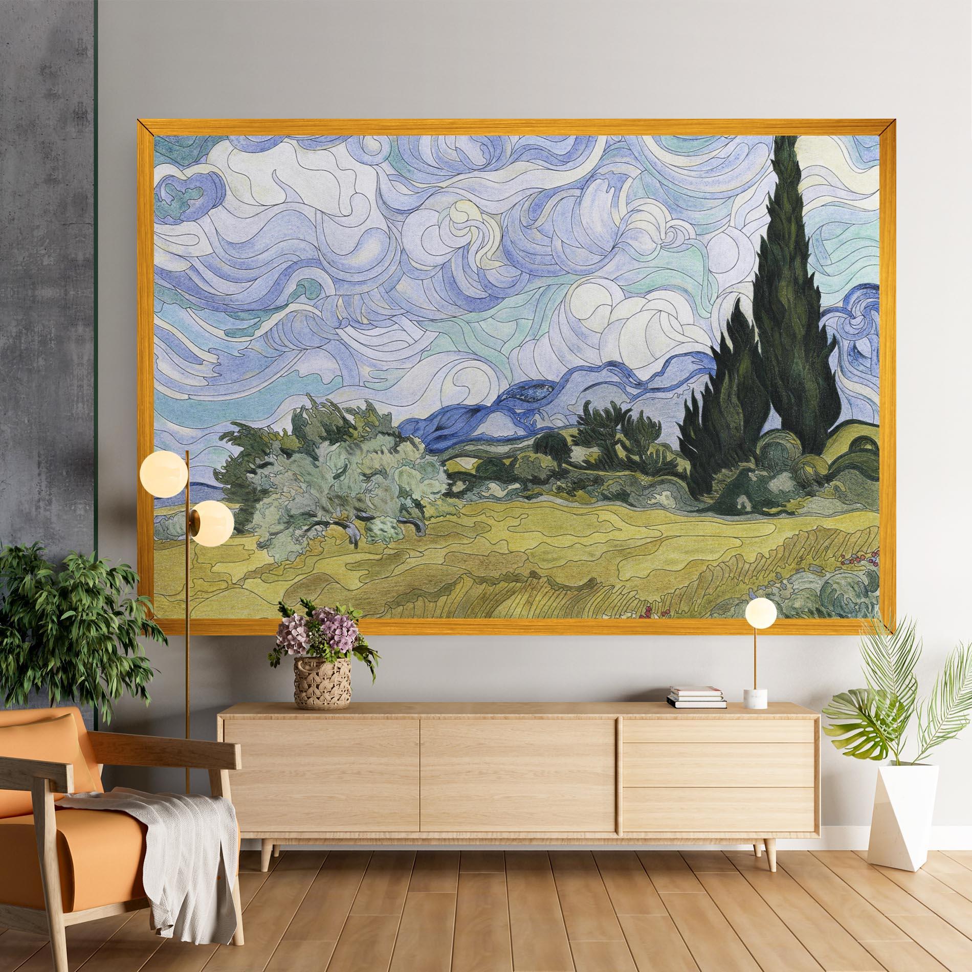 Leinwandbild Wheat Field Cypresses mockup 9