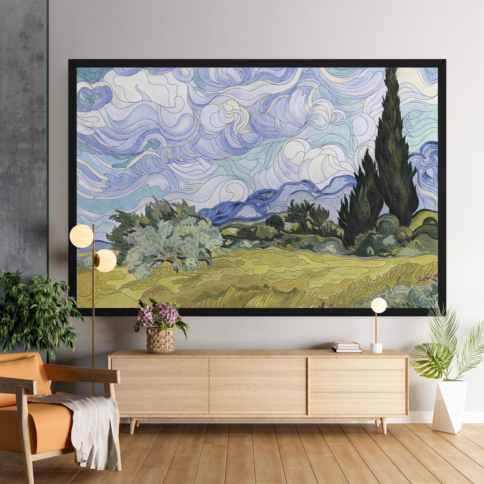 Leinwandbild Wheat Field Cypresses mockup 9