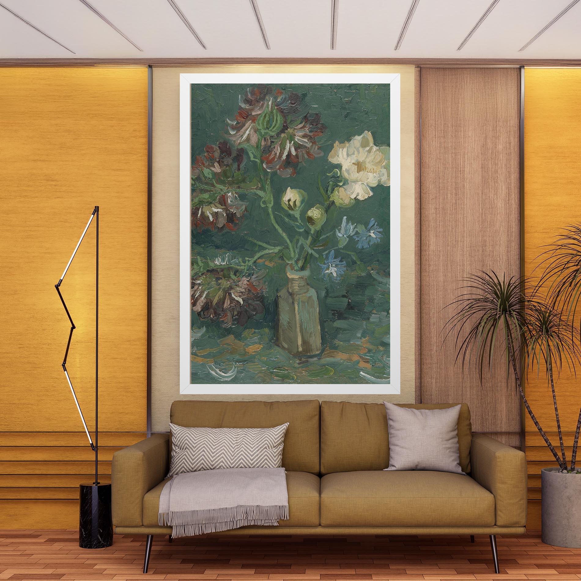 Leinwandbild Flesje Met Pioenrozen mockup 9