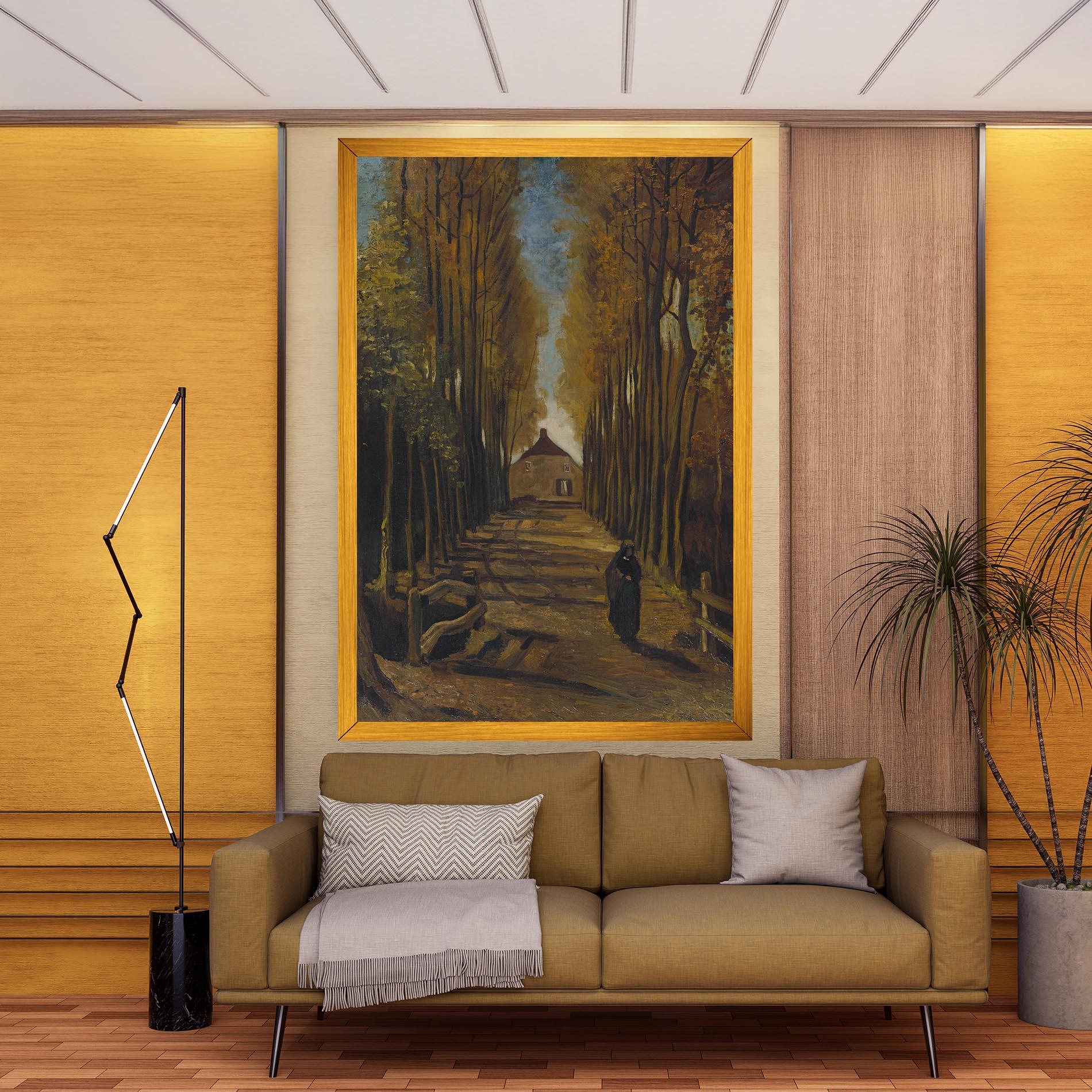 Leinwandbild Avenue Of Poplars Autumn mockup 9