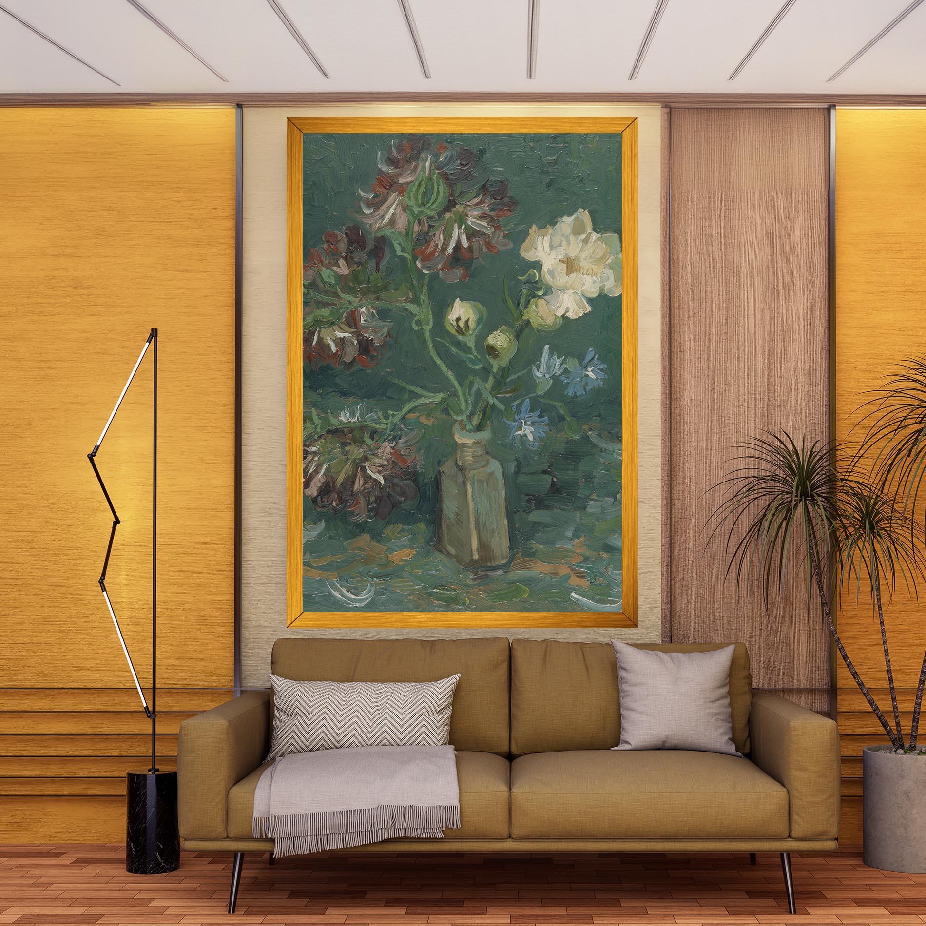 Leinwandbild Flesje Met Pioenrozen mockup 9
