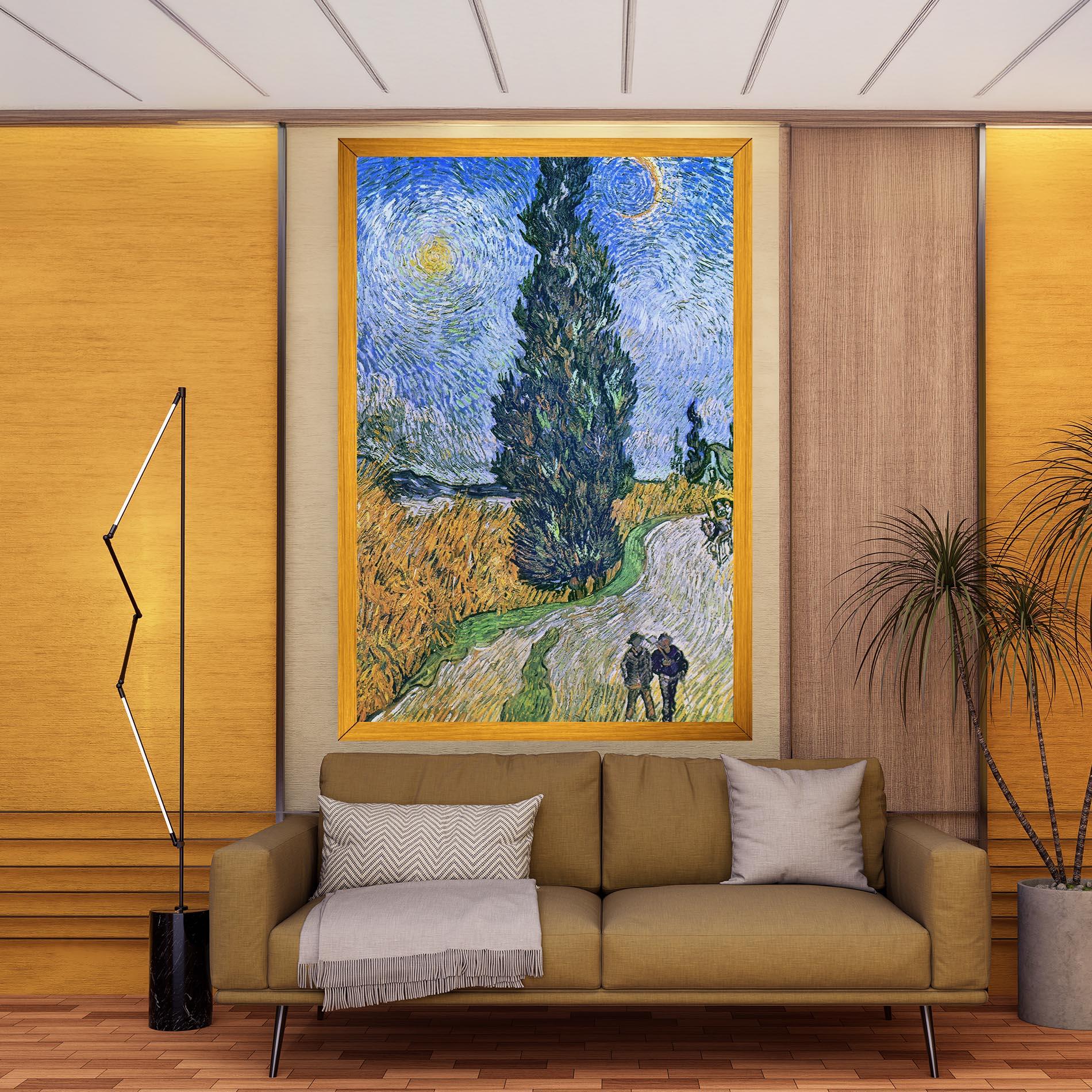 Leinwandbild Road With Cypress mockup 9