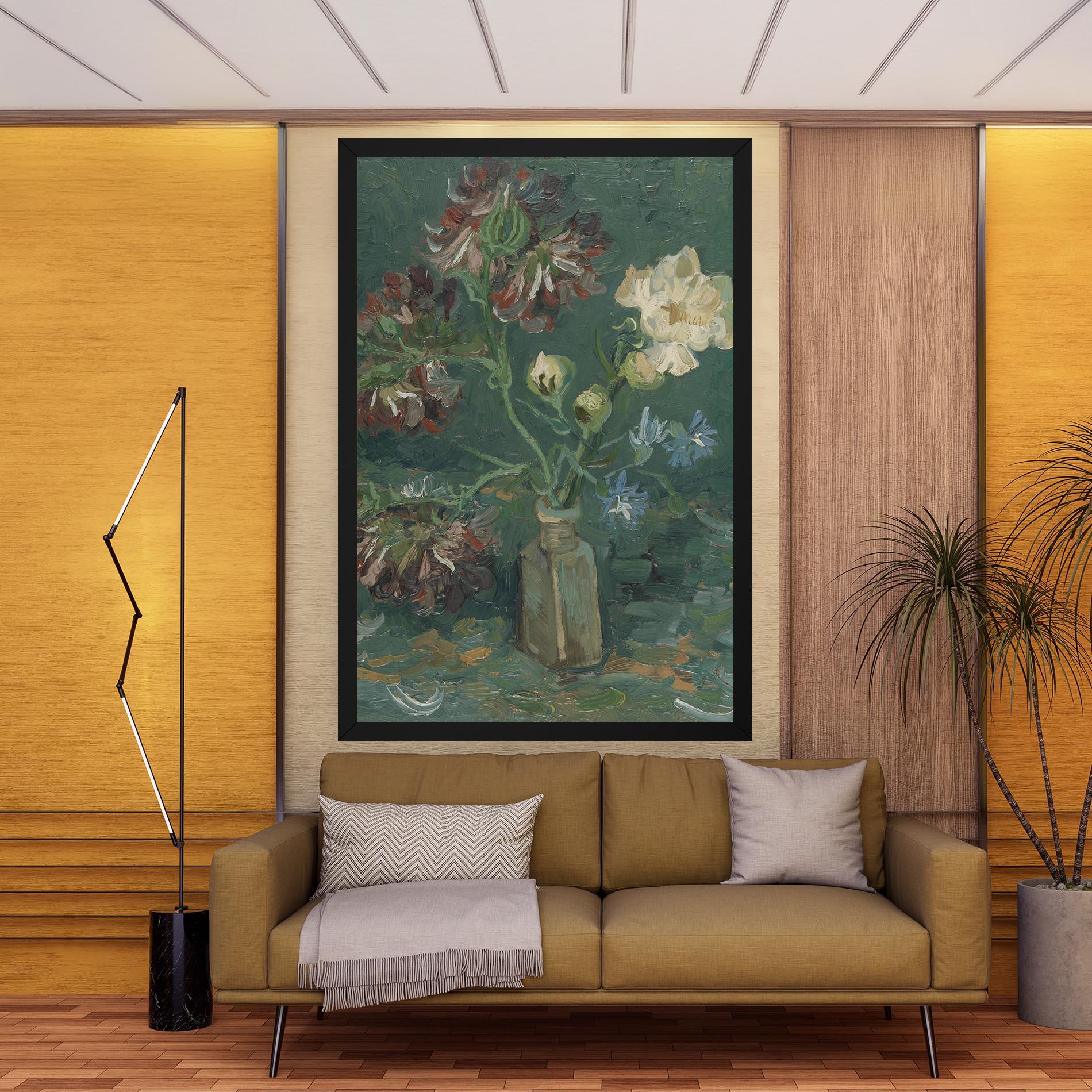 Leinwandbild Flesje Met Pioenrozen mockup 9