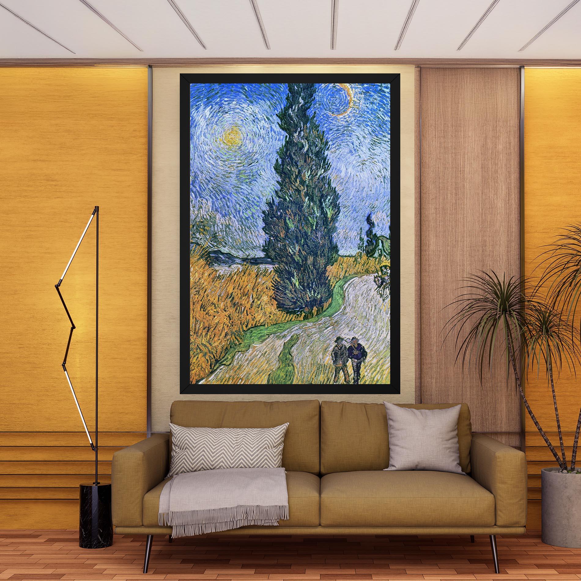 Leinwandbild Road With Cypress mockup 9