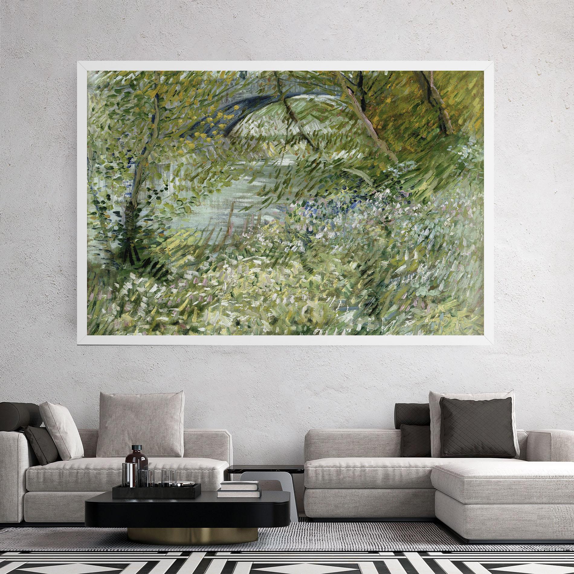 Leinwandbild River Bank Springtime mockup 2