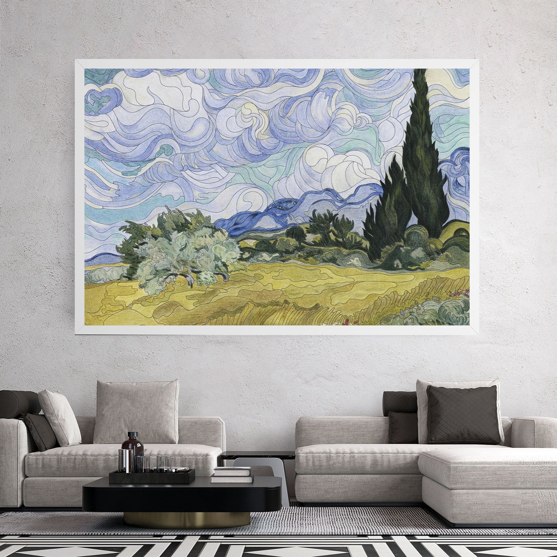 Wheat Field Cypresses mockup 2