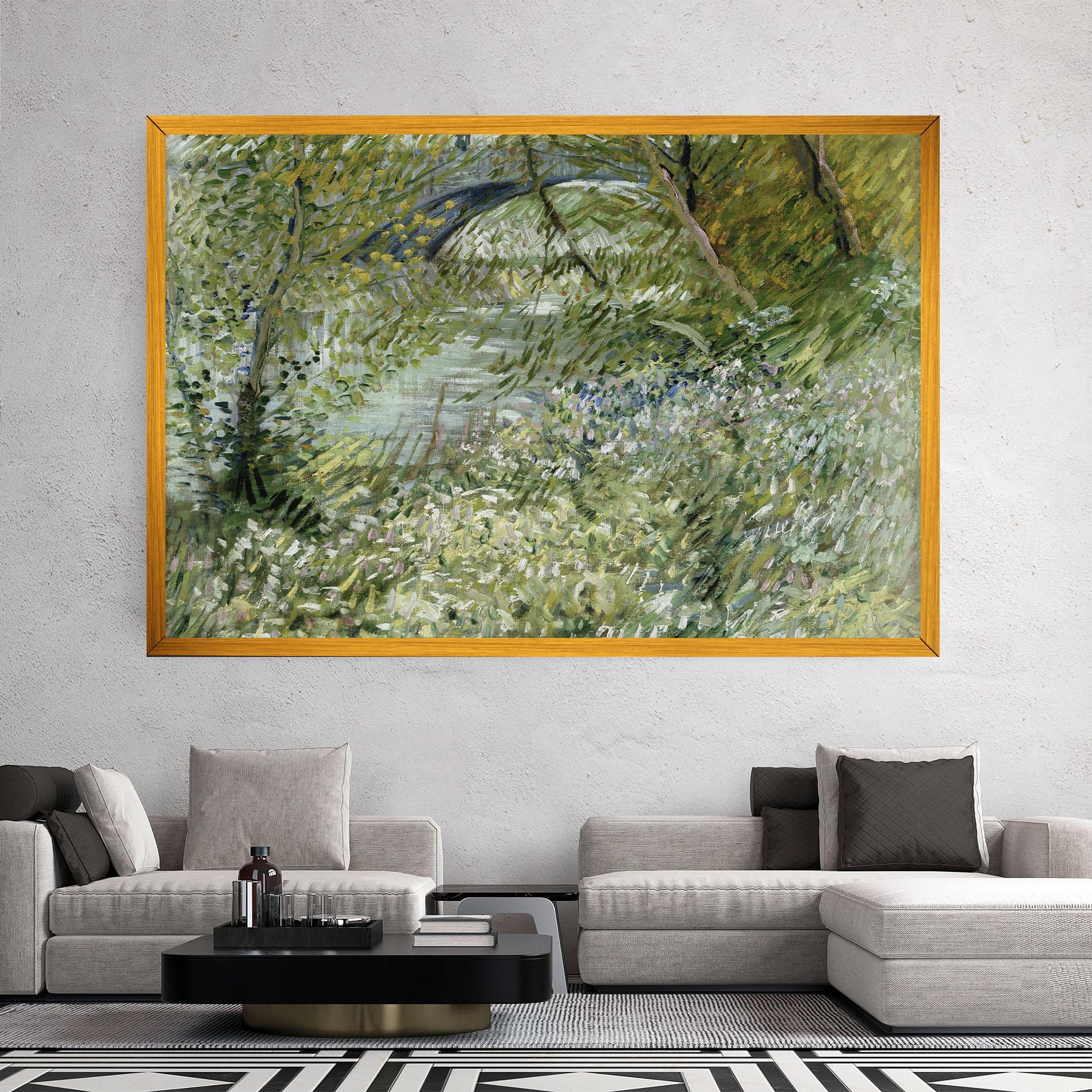 Leinwandbild River Bank Springtime mockup 2