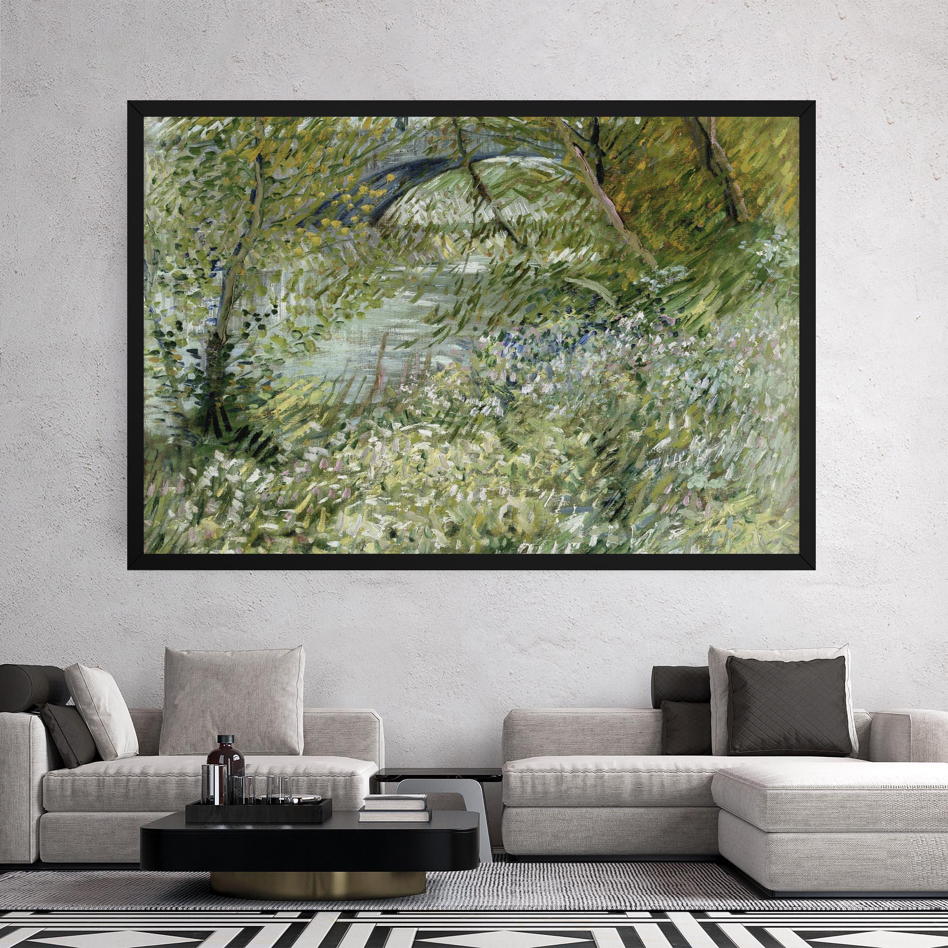 Leinwandbild River Bank Springtime mockup 2
