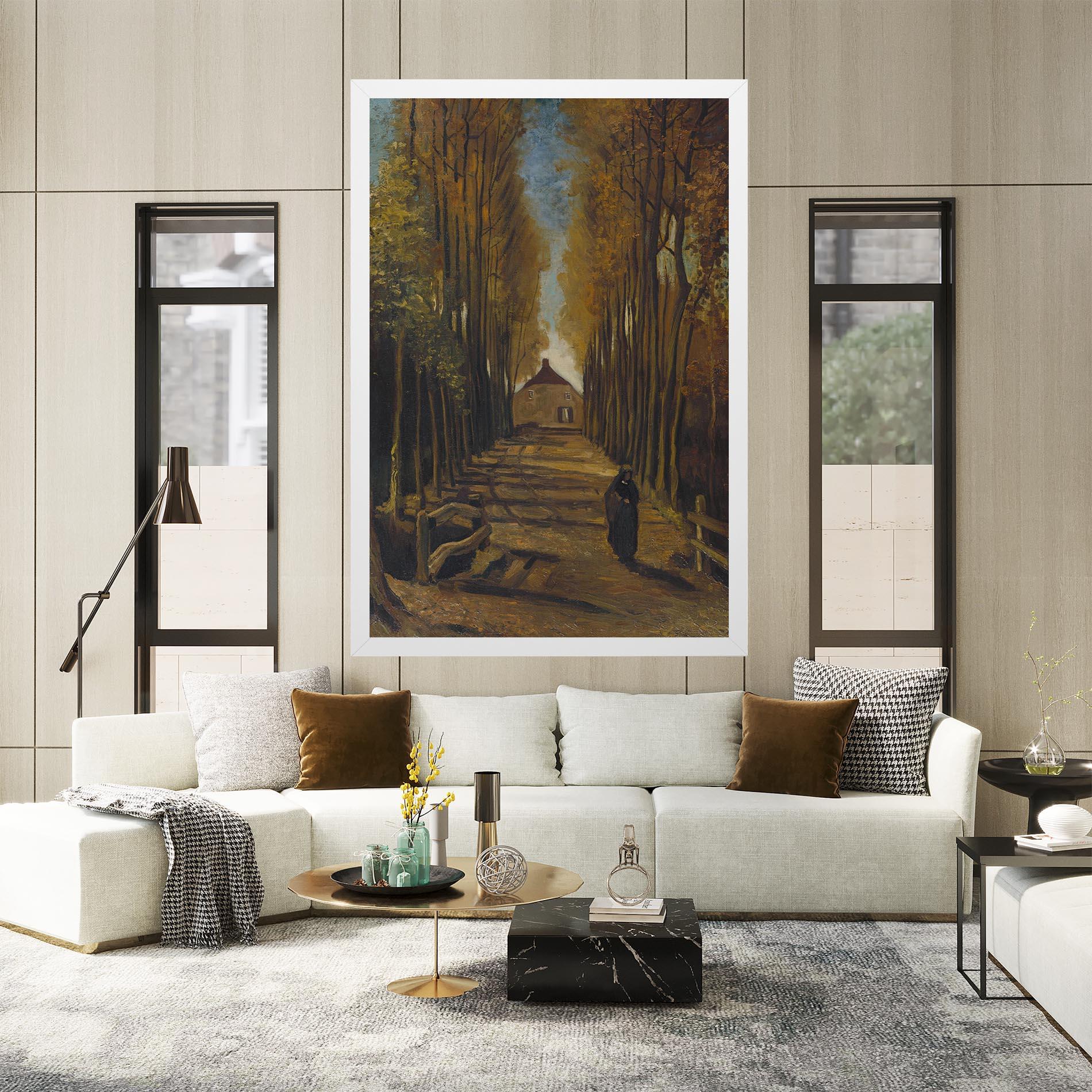 Leinwandbild Avenue Of Poplars Autumn mockup 2