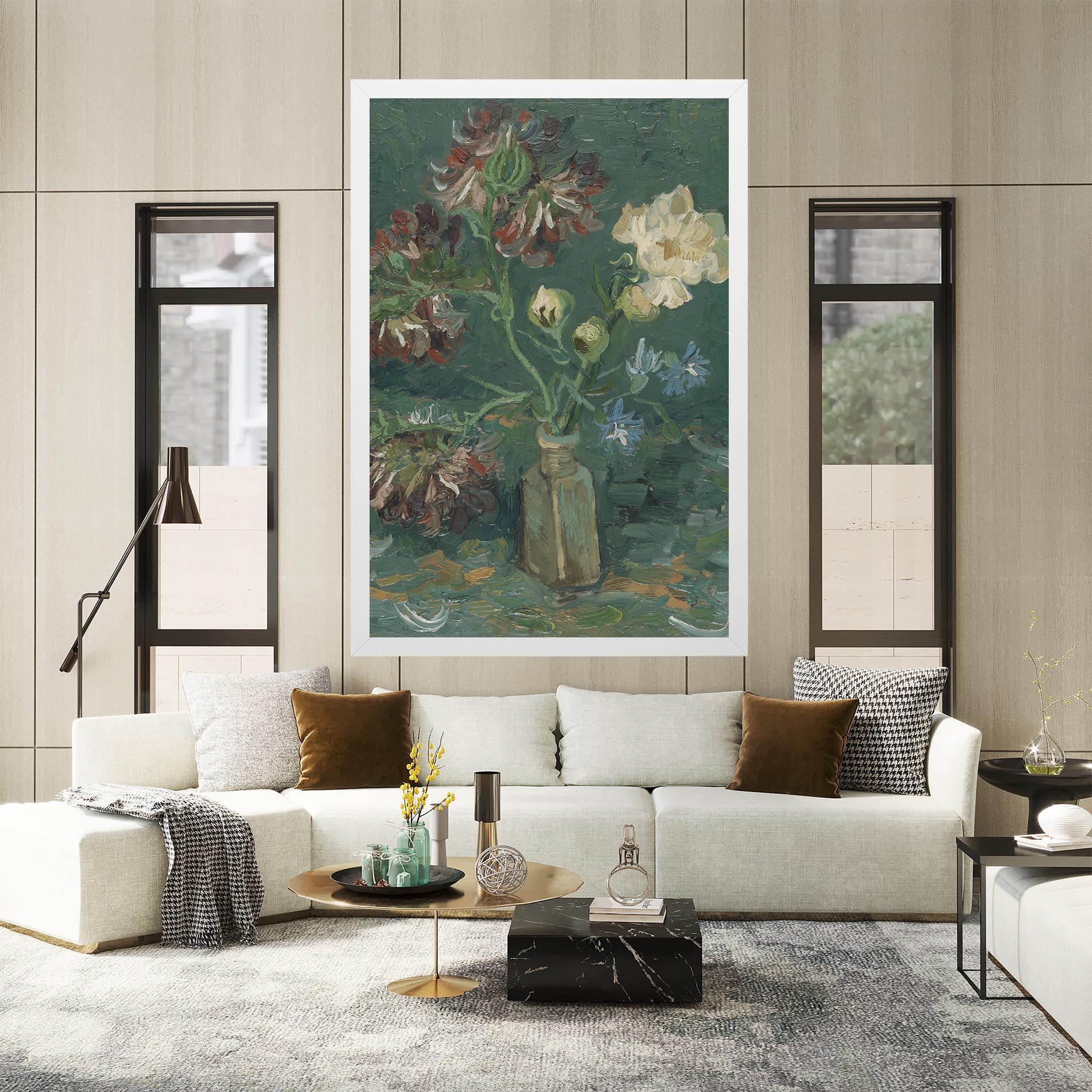 Leinwandbild Flesje Met Pioenrozen mockup 2