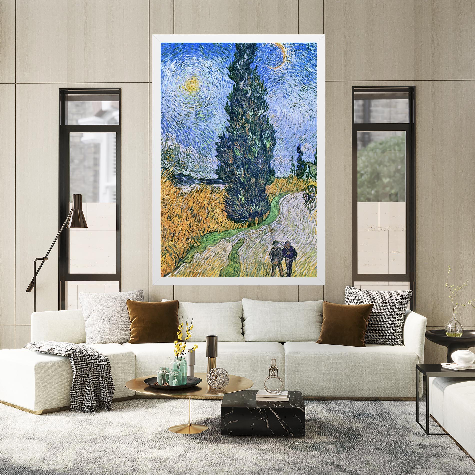 Leinwandbild Road With Cypress mockup 2