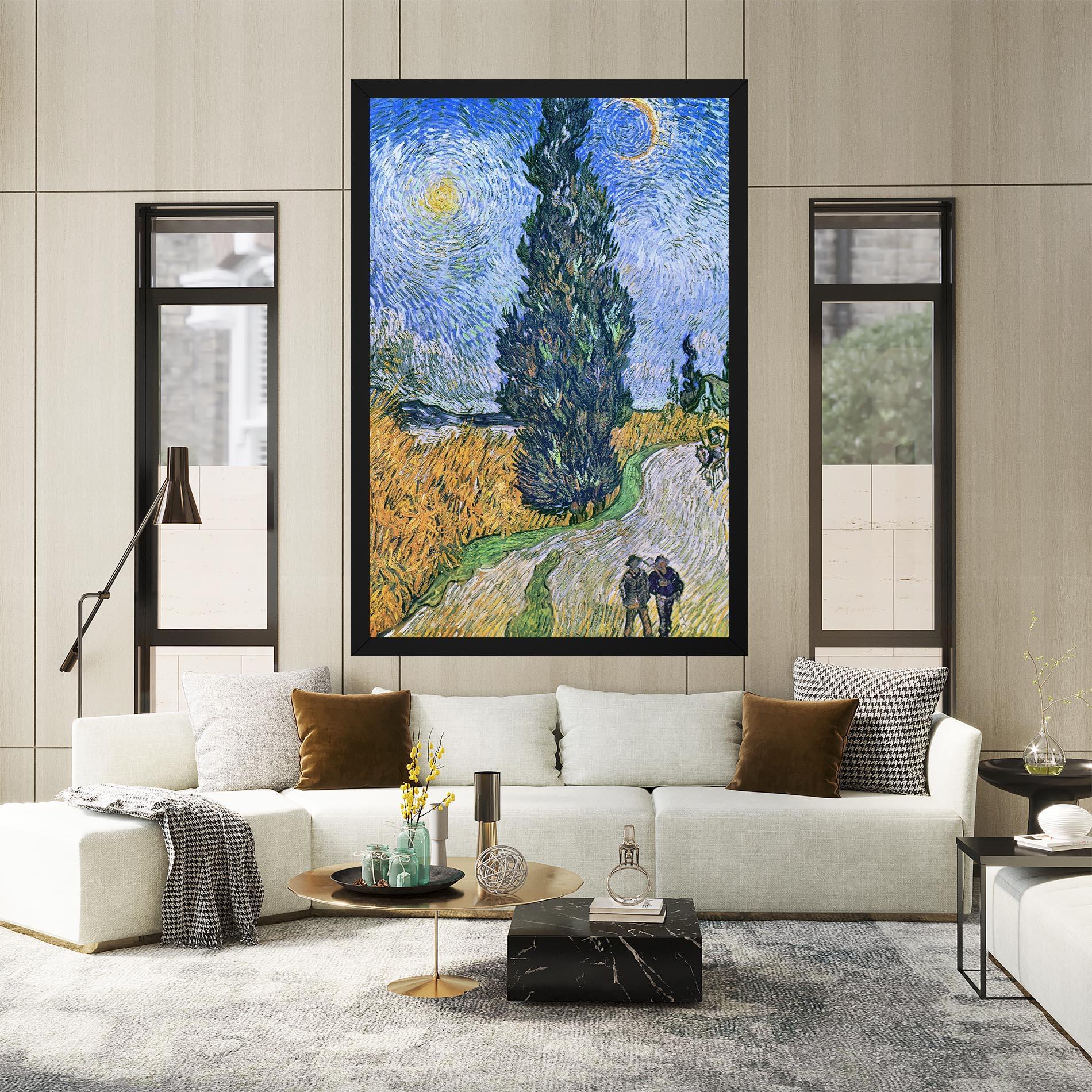 Leinwandbild Road With Cypress mockup 2