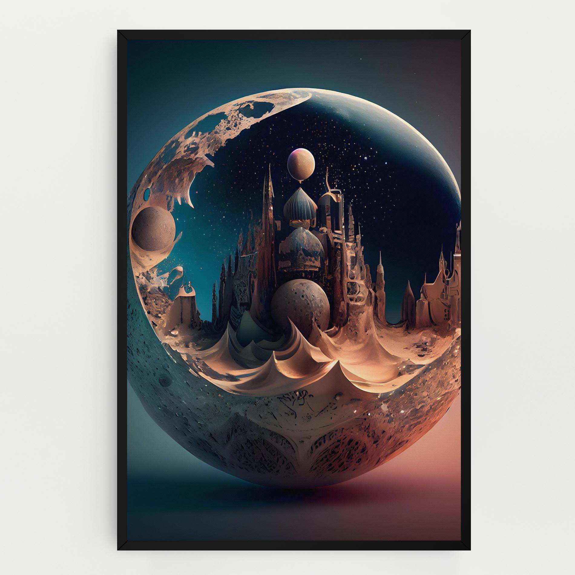 Leinwandbild Fantasy Planet Castle mockup 0
