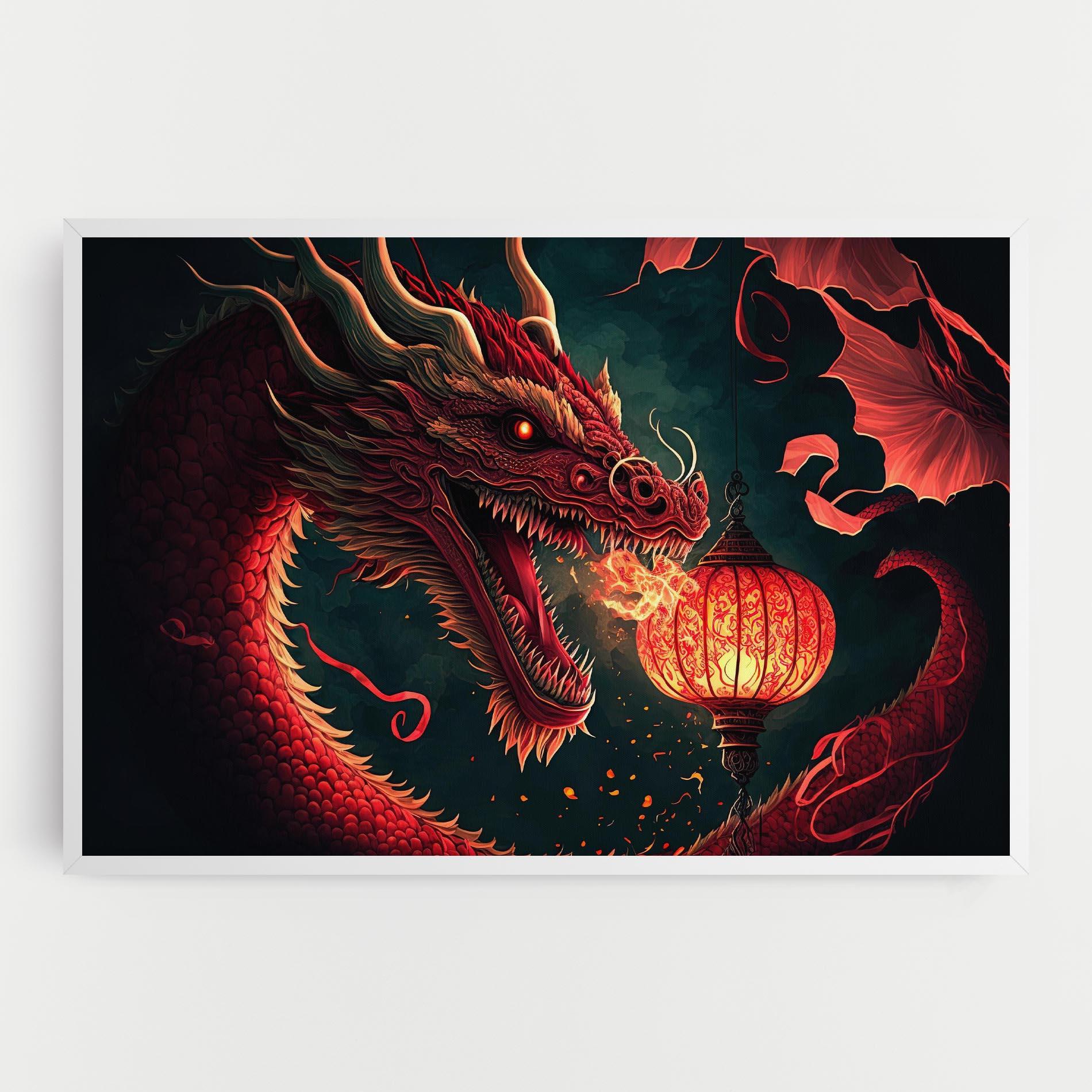 Leinwandbild Red Fire Dragon mockup 0
