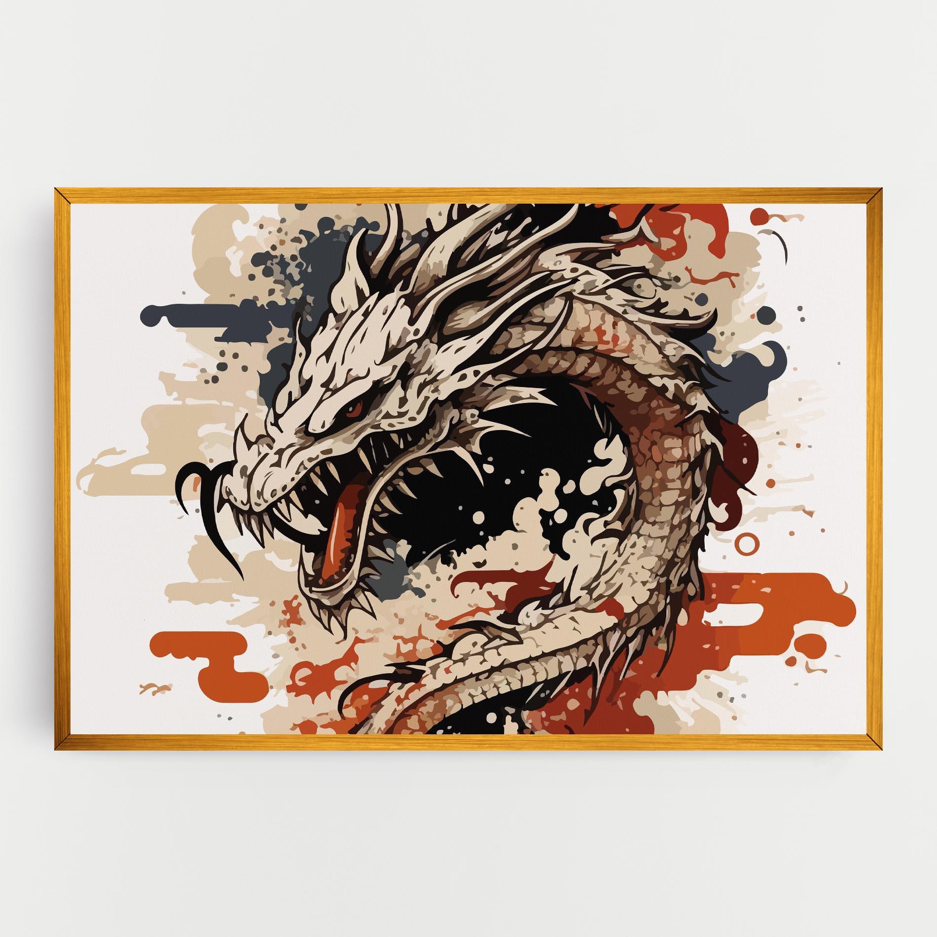 Leinwandbild Cream Dragon Art mockup 0