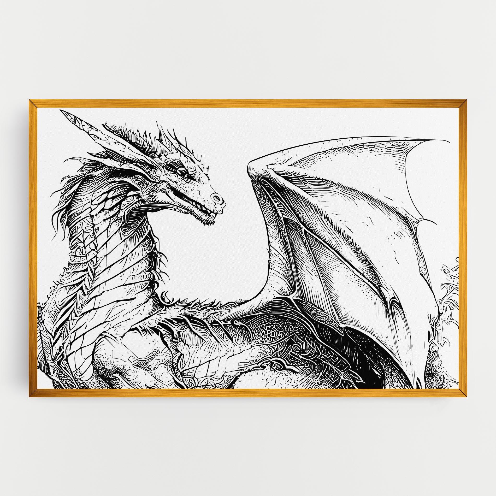 Leinwandbild Dragon Sketch mockup 0