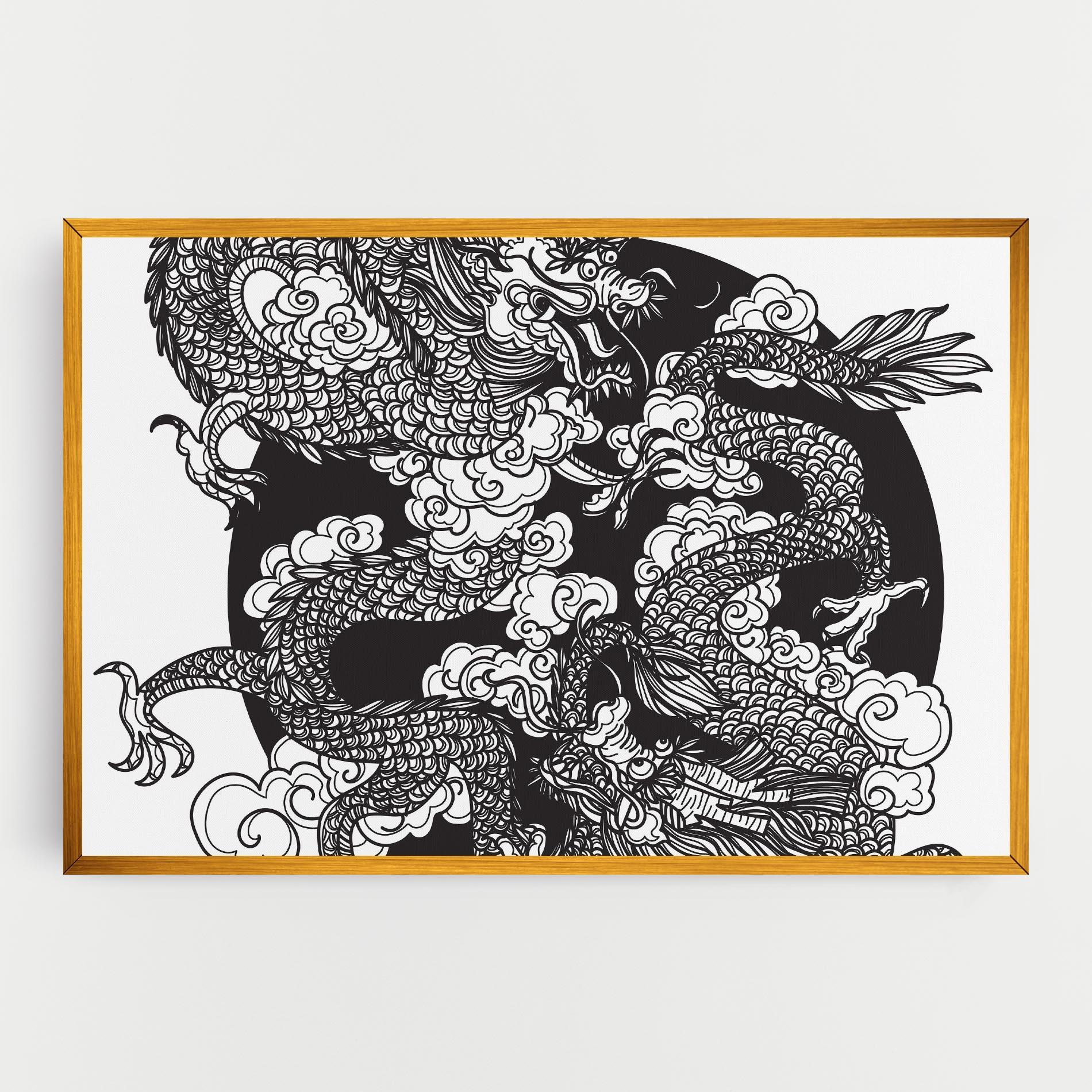 Leinwandbild Grey Moon Dragon mockup 0