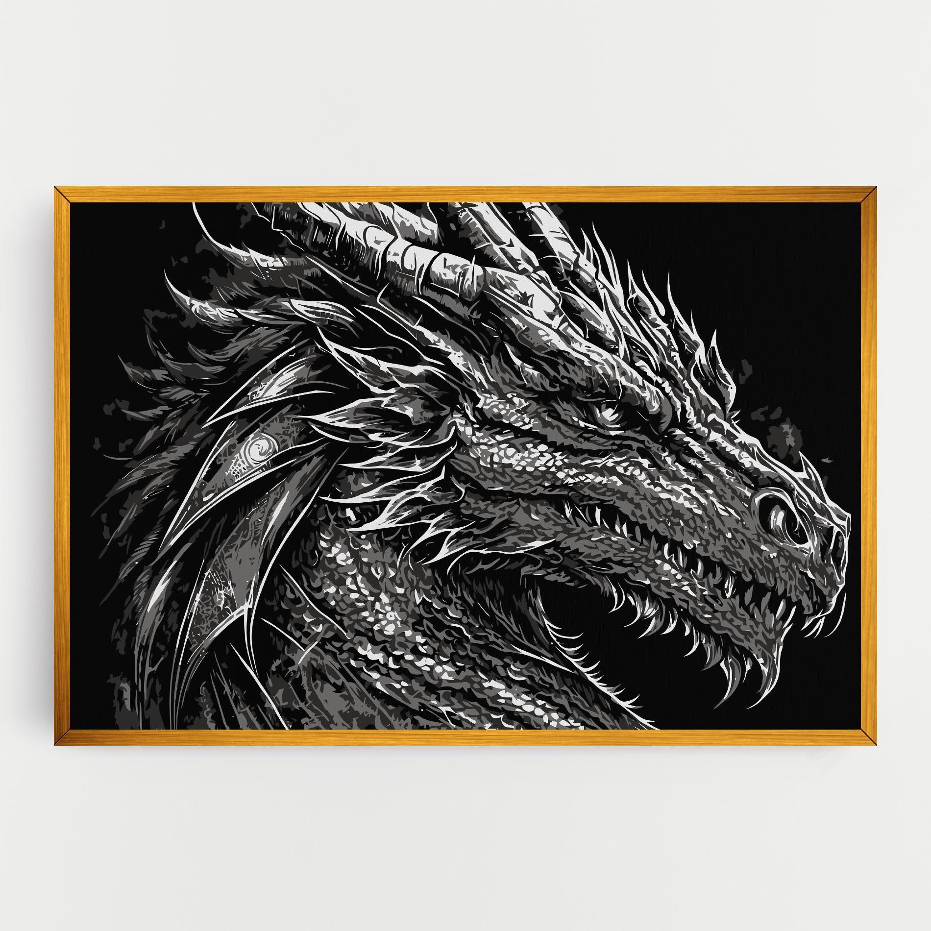 Leinwandbild Grey White Dragon mockup 0