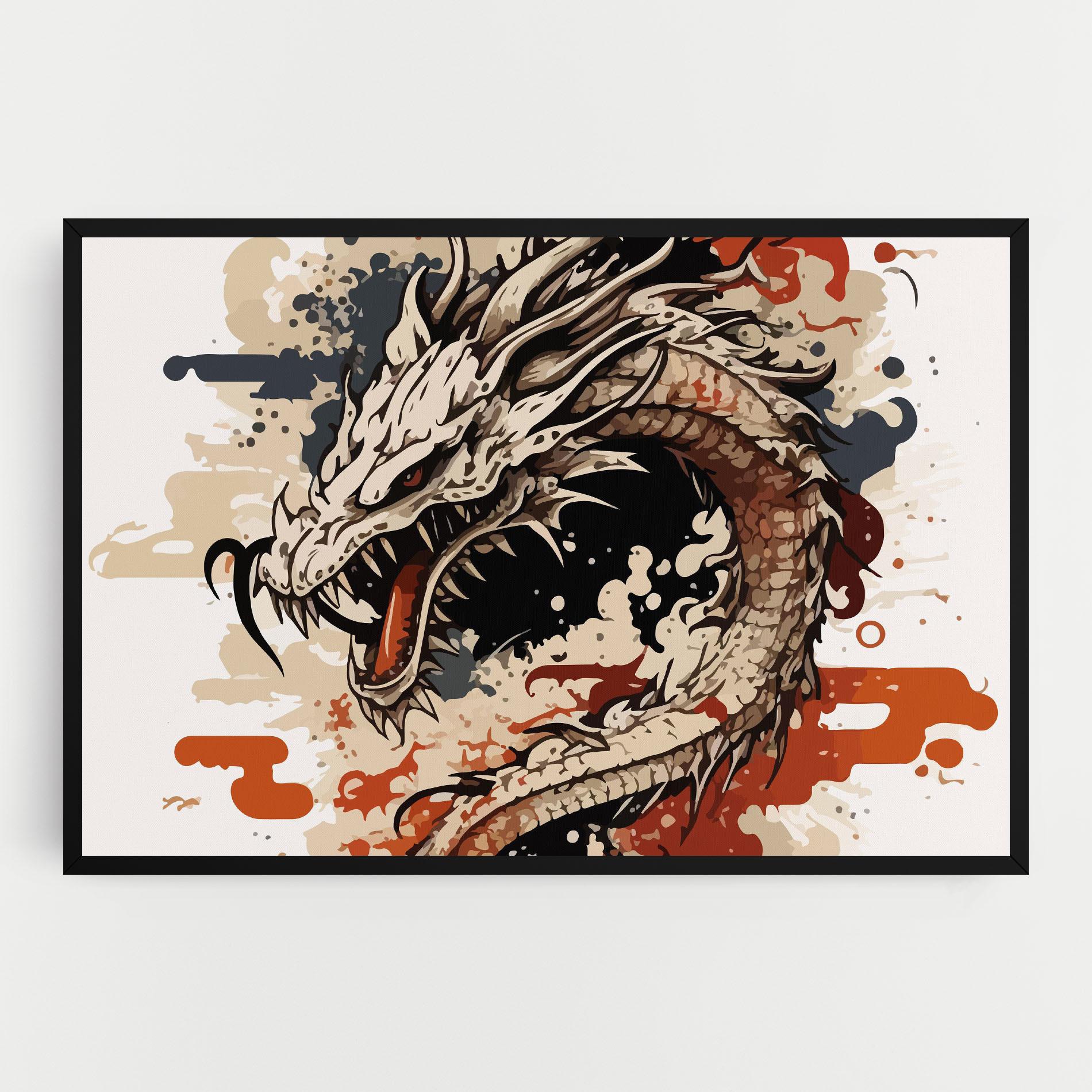 Leinwandbild Cream Dragon Art mockup 0
