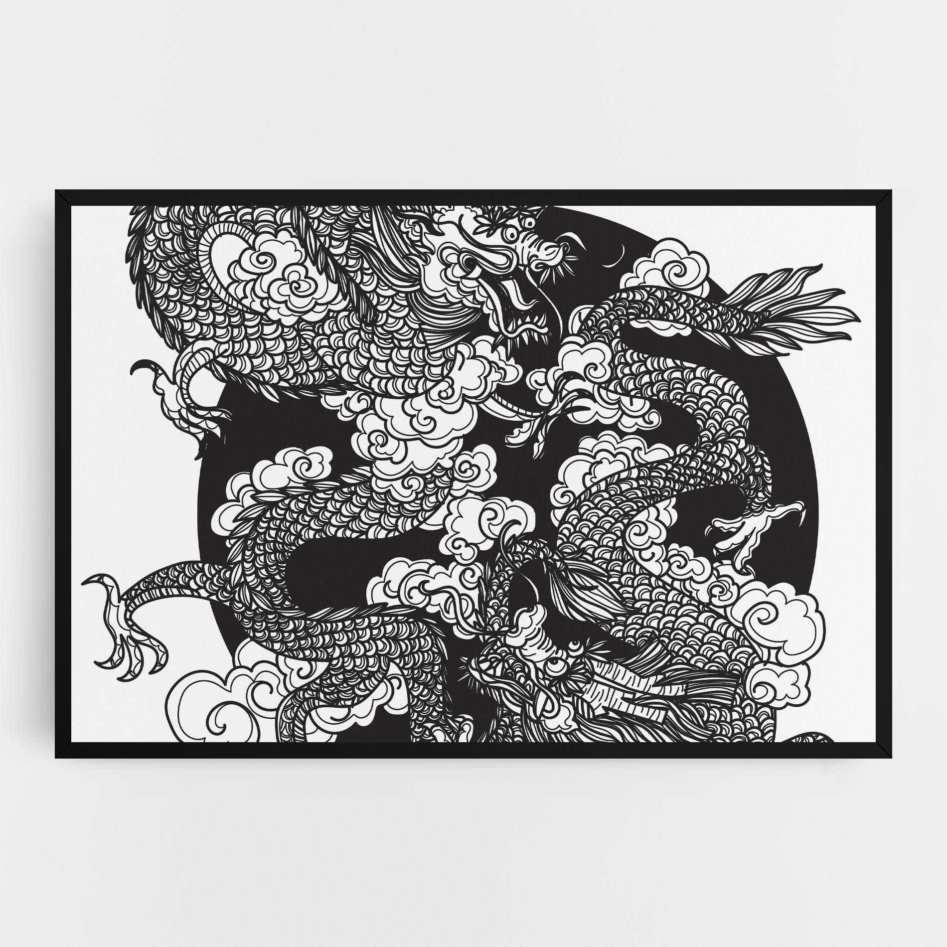 Leinwandbild Grey Moon Dragon mockup 0