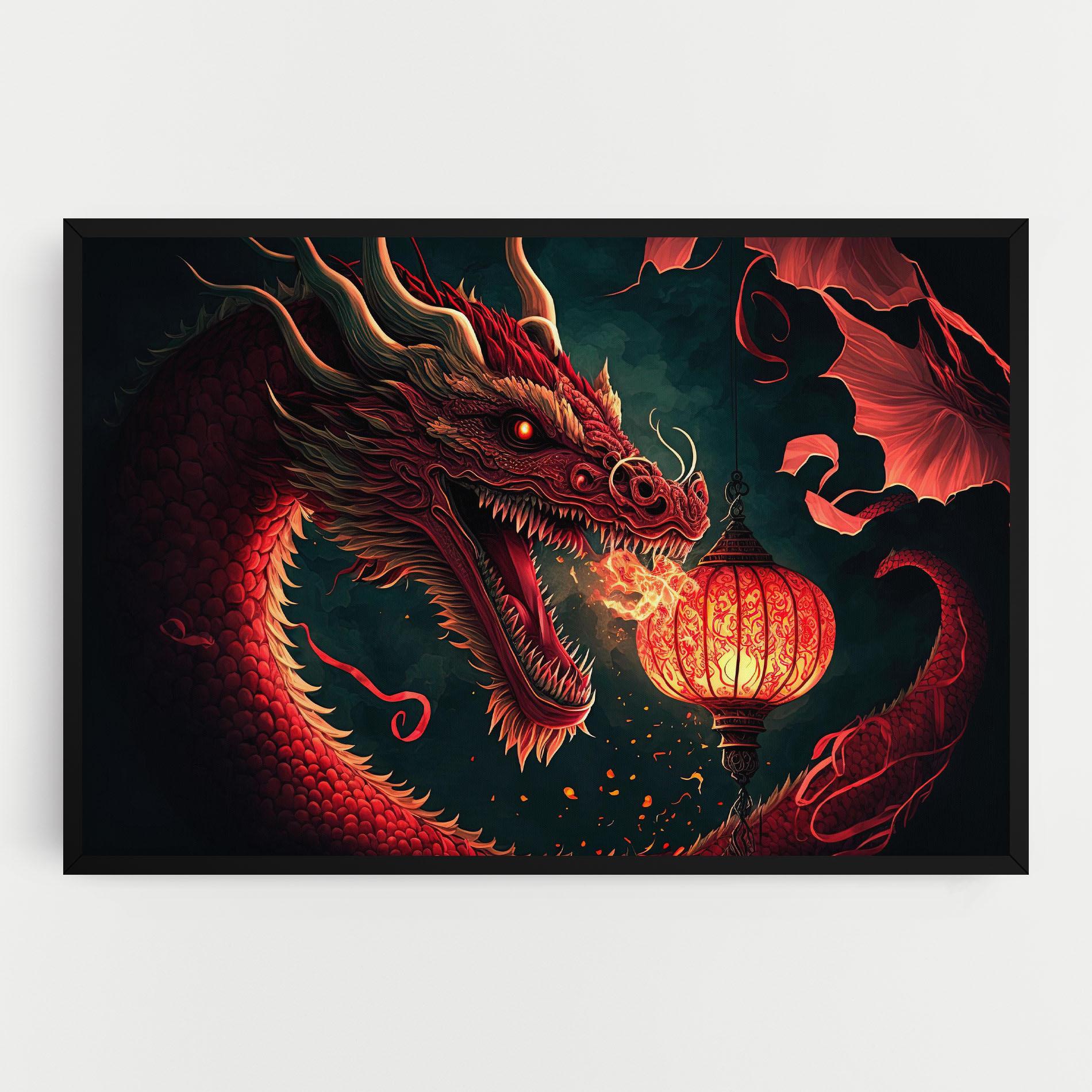 Leinwandbild Red Fire Dragon mockup 0