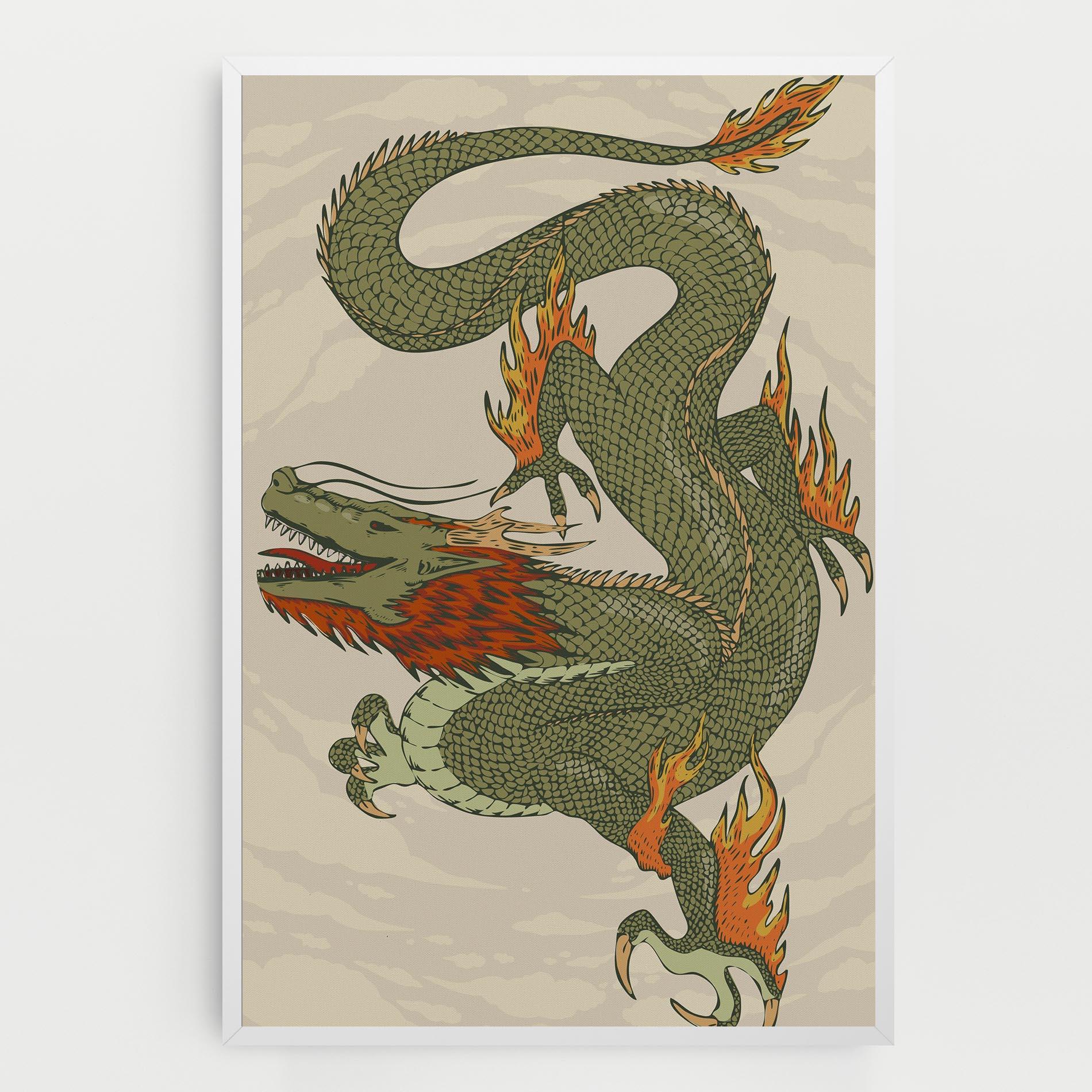 Leinwandbild Chinese Dragon Green mockup 0