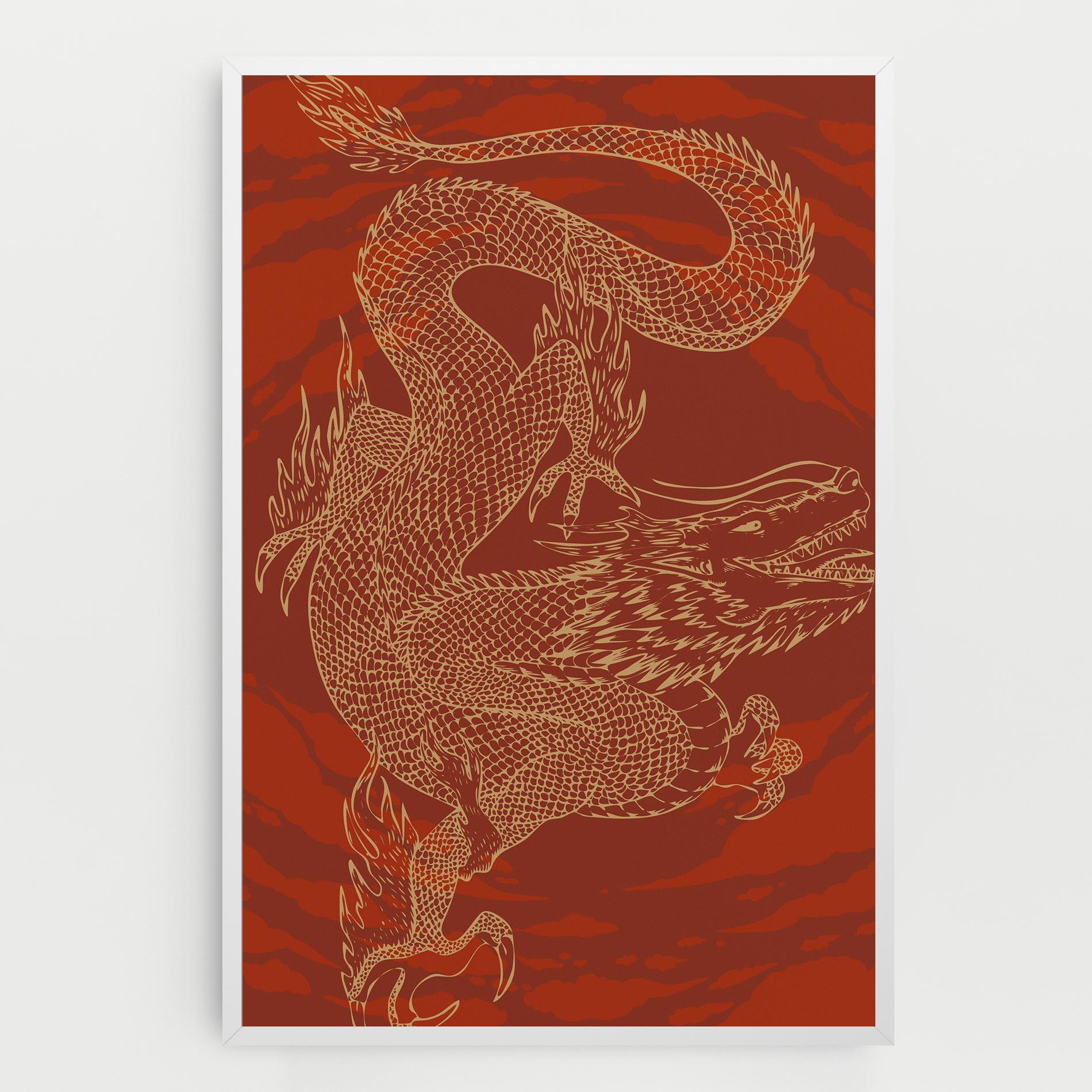 Leinwandbild Chinese Dragon Red mockup 0