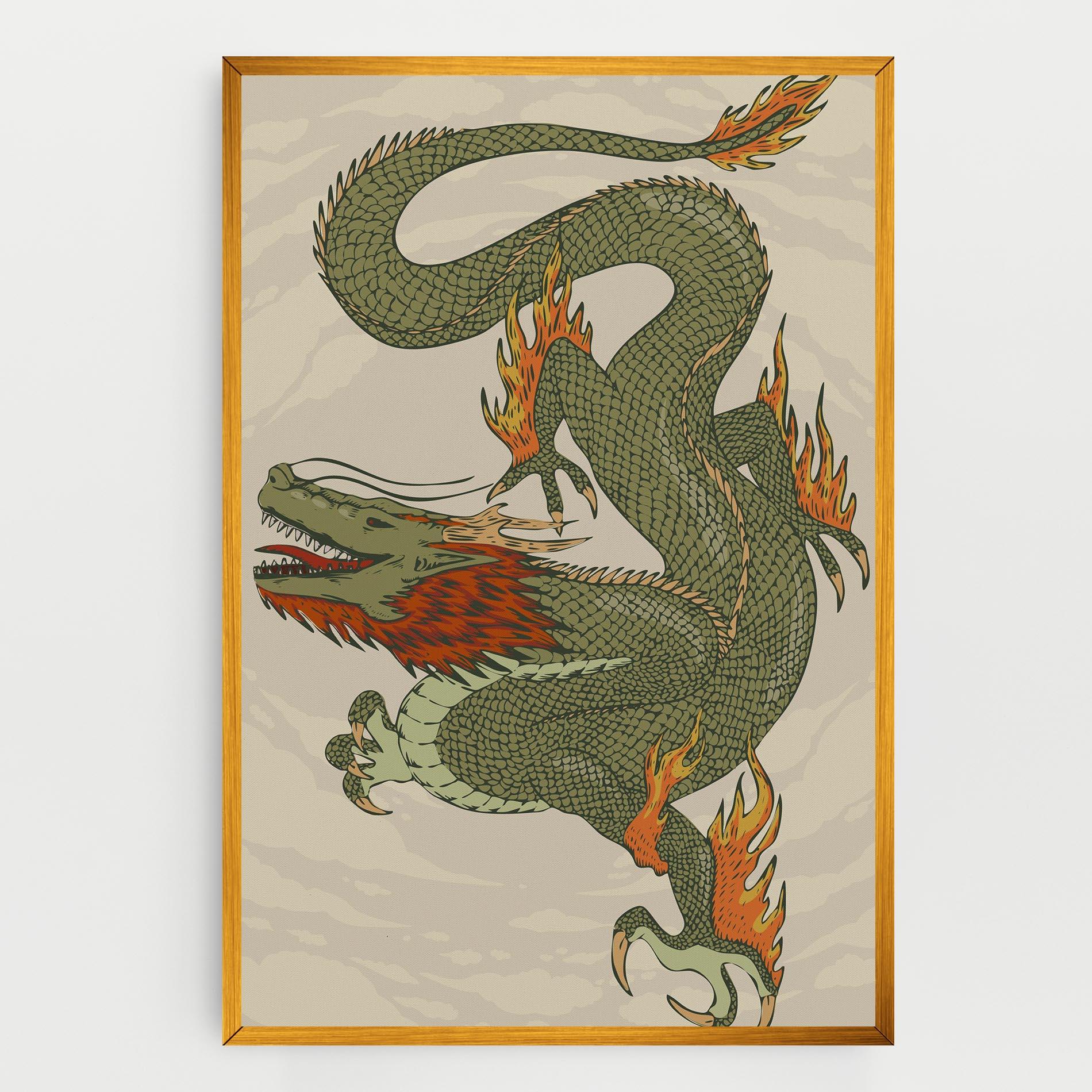 Leinwandbild Chinese Dragon Green mockup 0