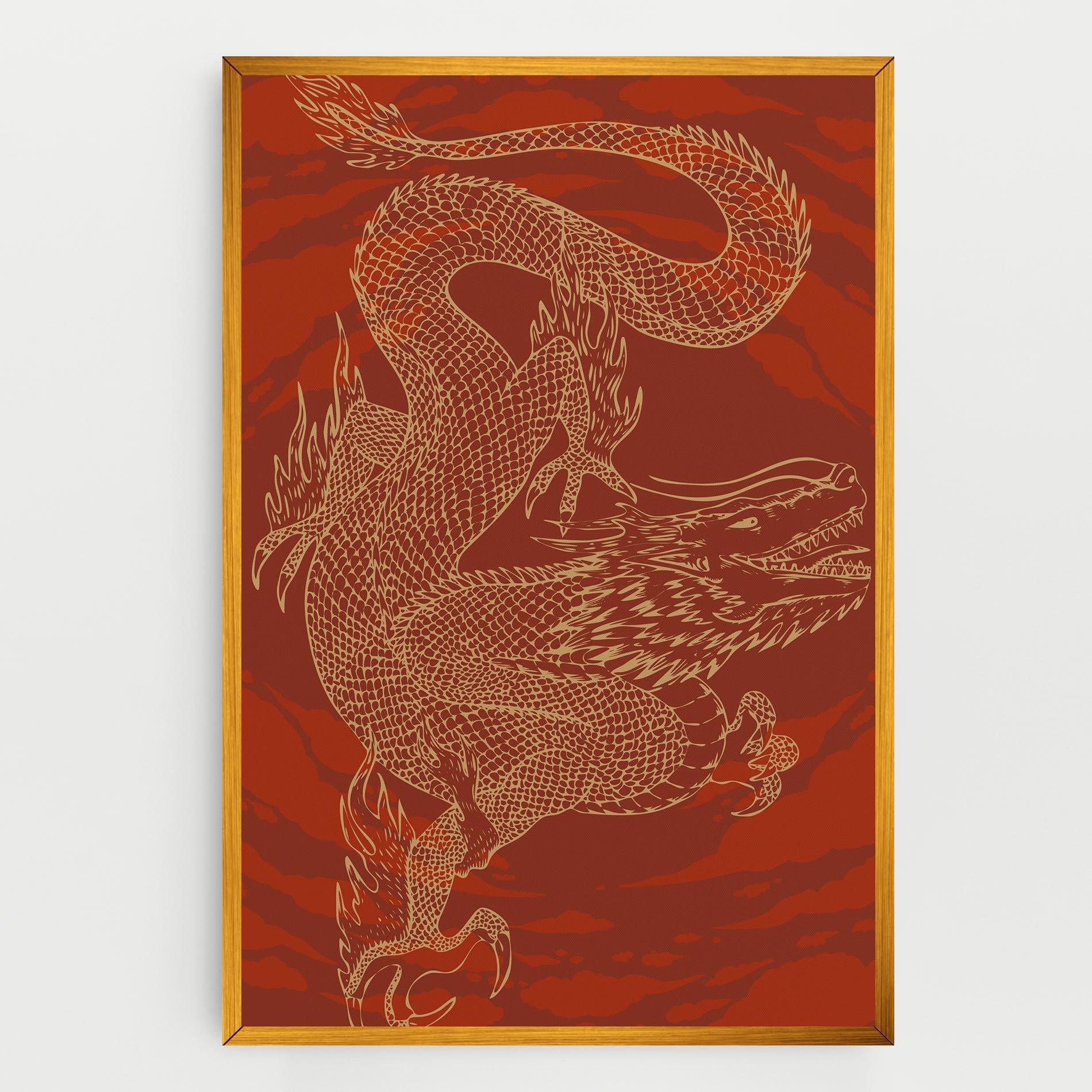 Leinwandbild Chinese Dragon Red mockup 0
