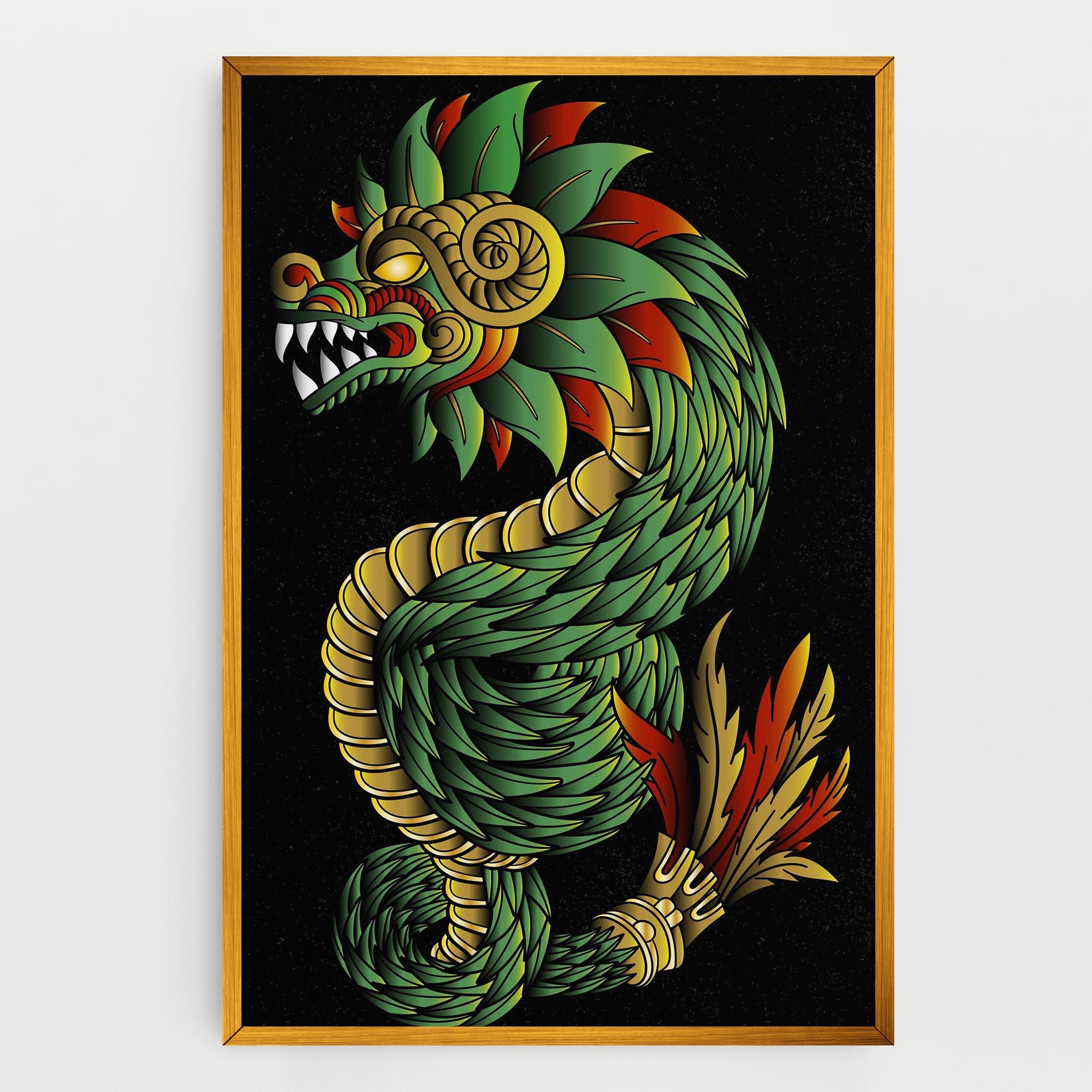 Leinwandbild Green Yellow Dragon mockup 0