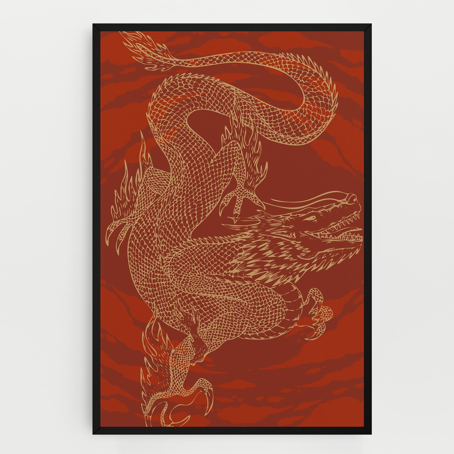 Leinwandbild Chinese Dragon Red mockup 0