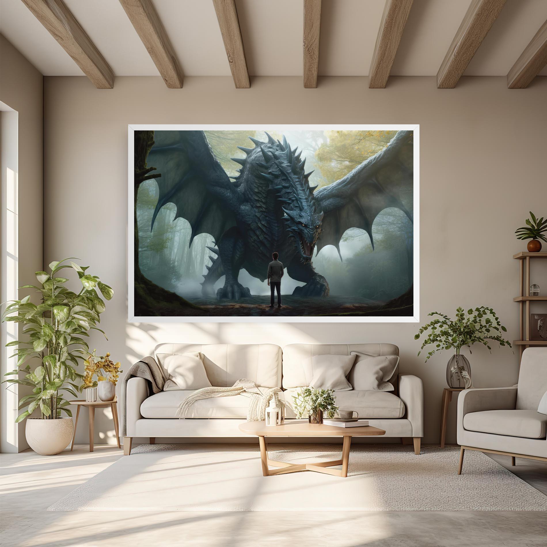 Leinwandbild Huge Dragon Fantasy mockup 6