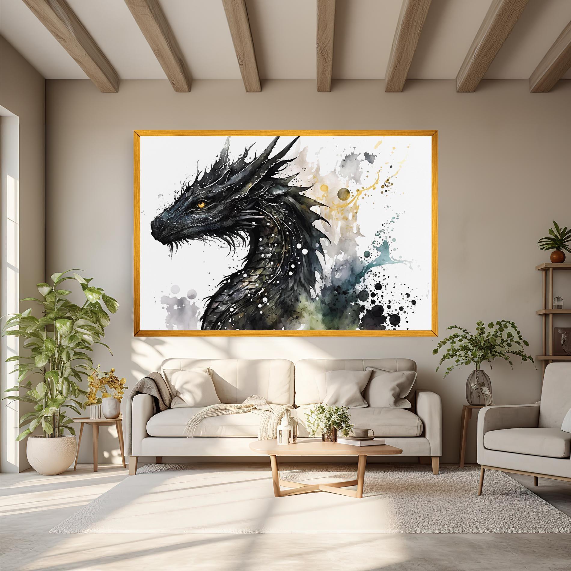 Leinwandbild Black Dragon Art mockup 6