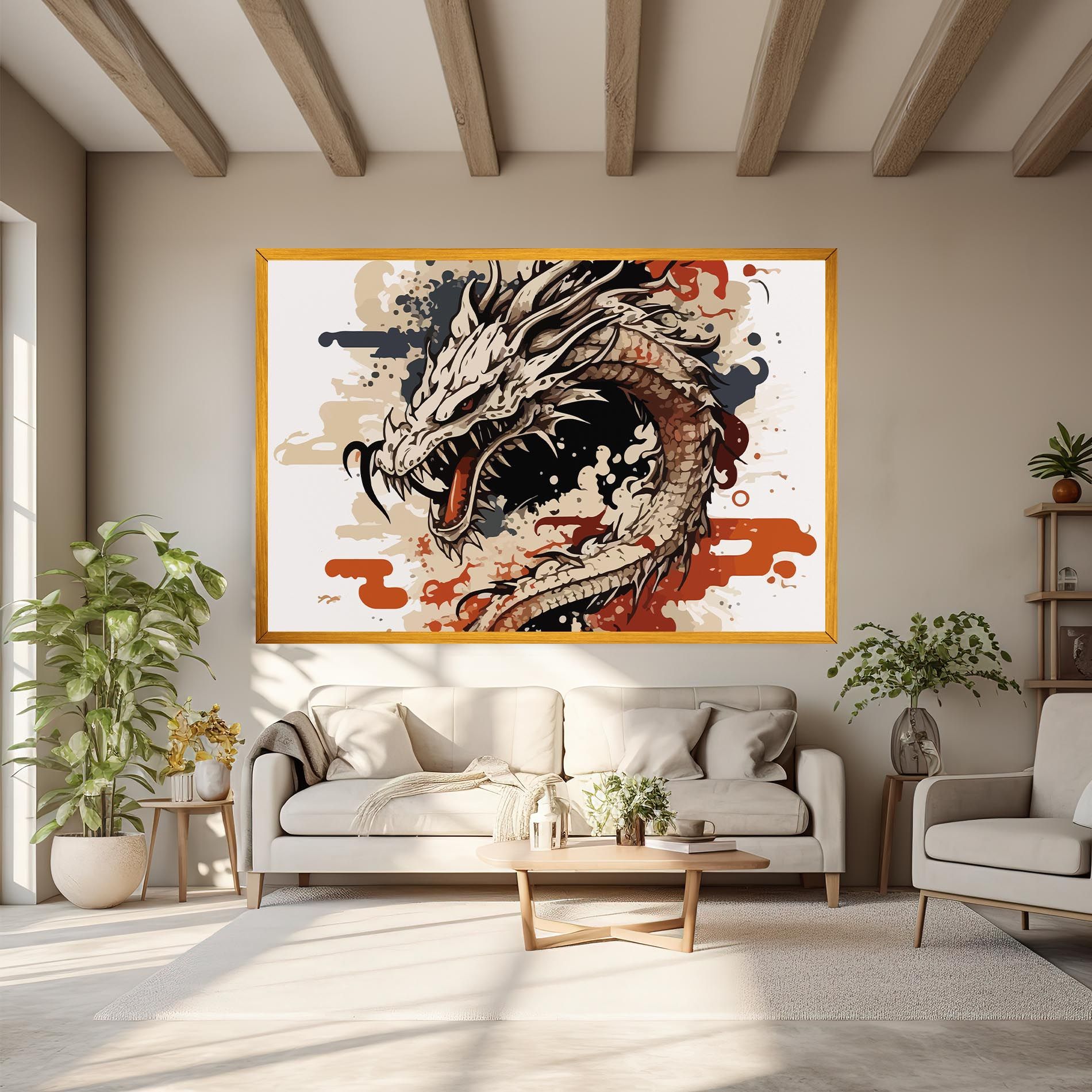Cream Dragon Art mockup 6