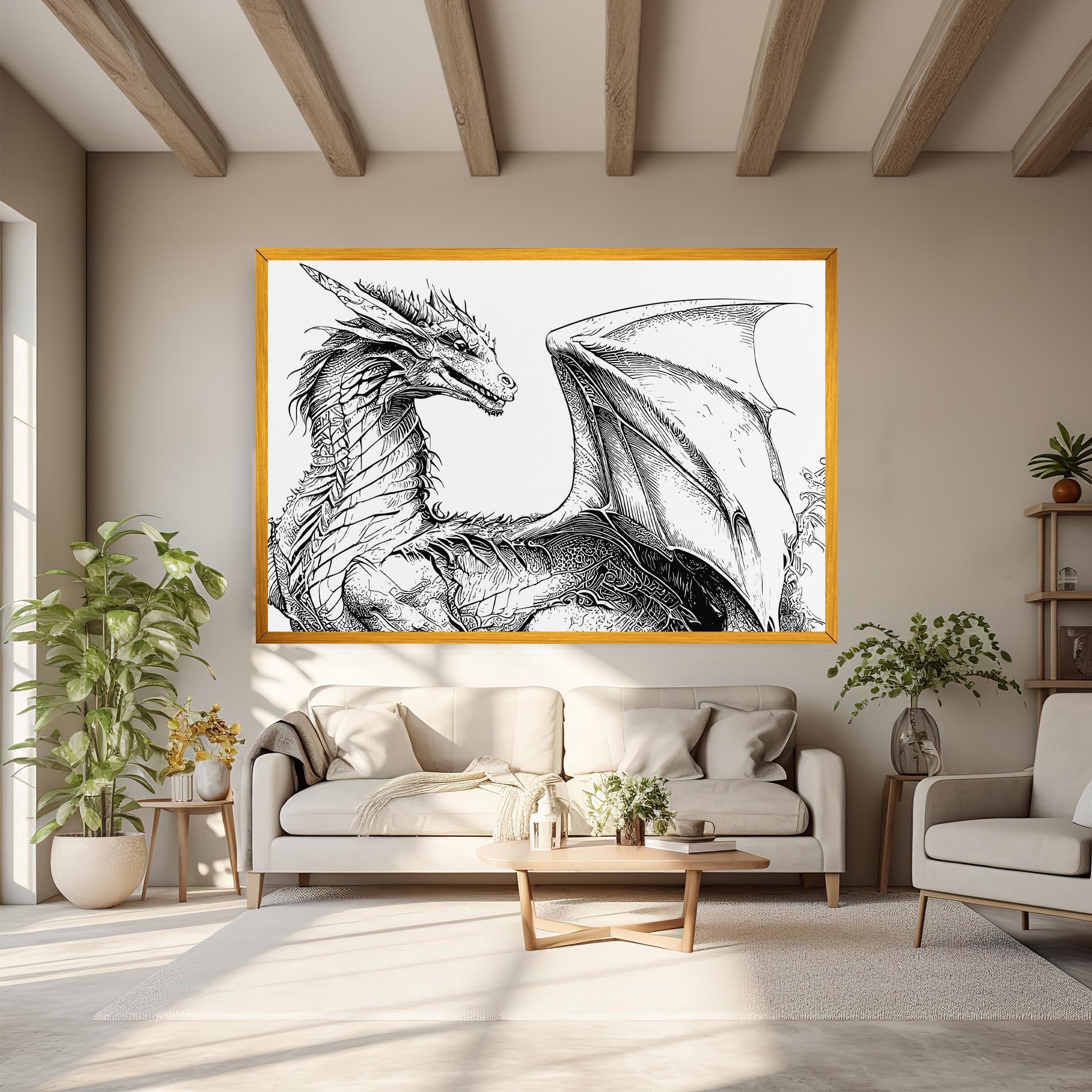 Leinwandbild Dragon Sketch mockup 6