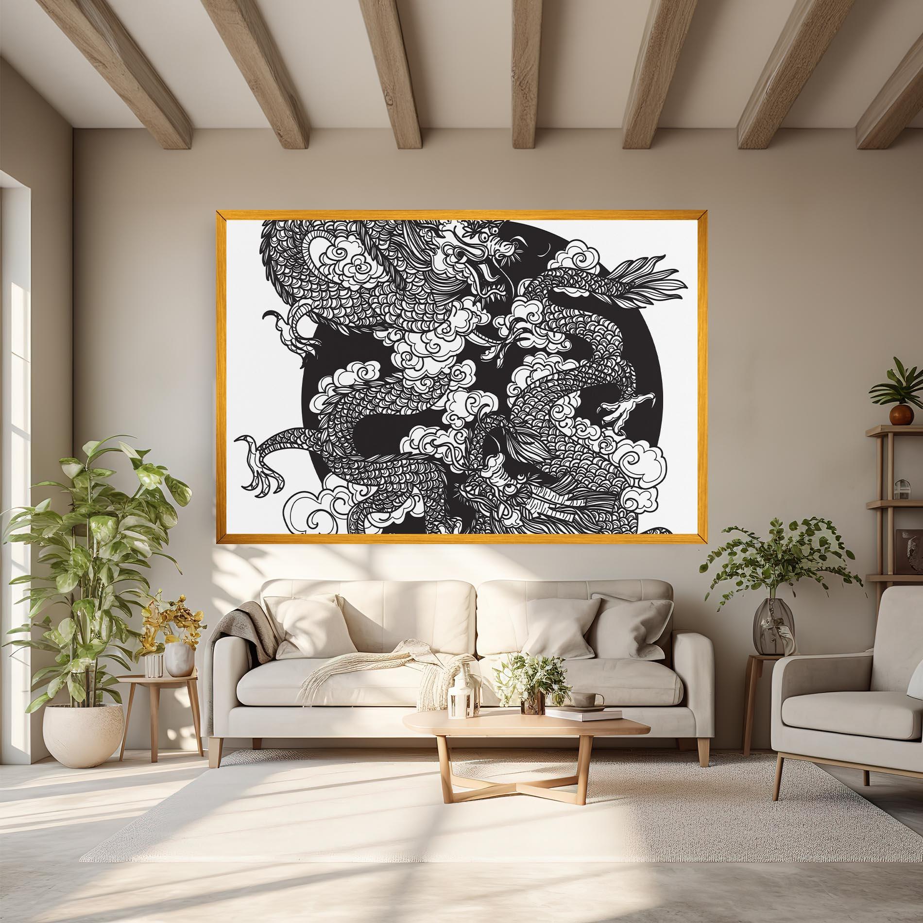 Leinwandbild Grey Moon Dragon mockup 6