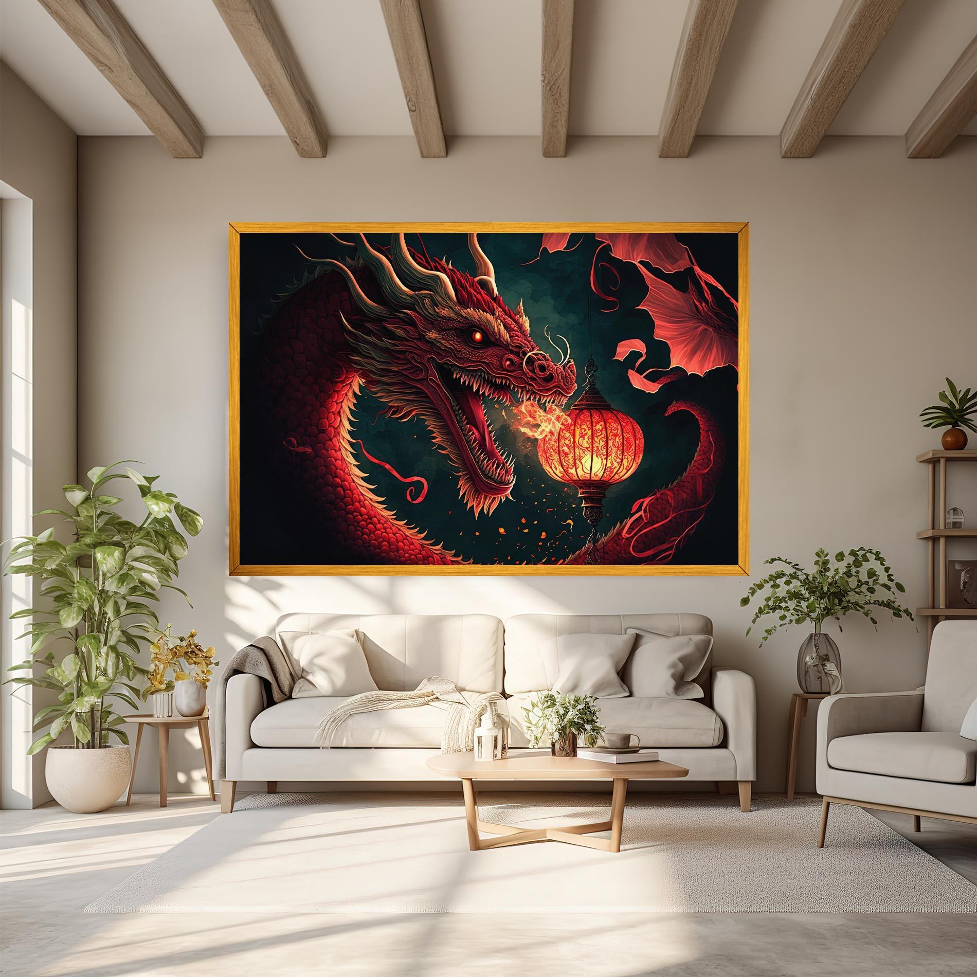Leinwandbild Red Fire Dragon mockup 6