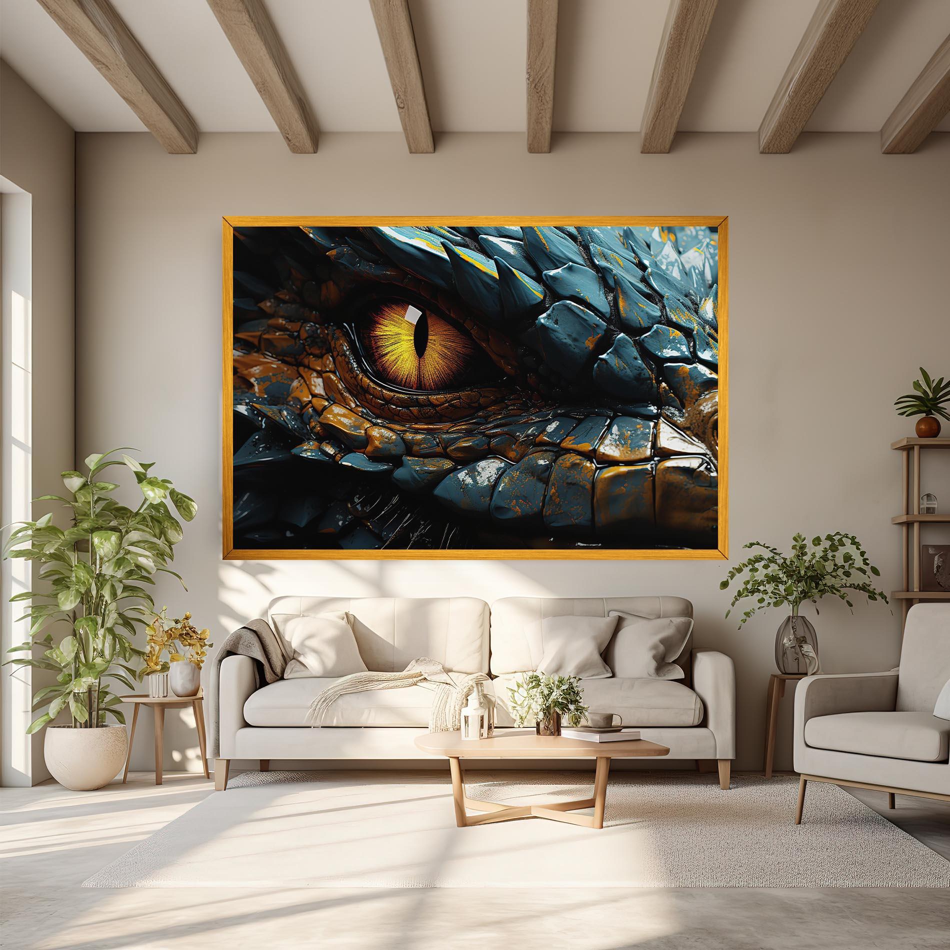Leinwandbild Yellow Dragon Eye mockup 6