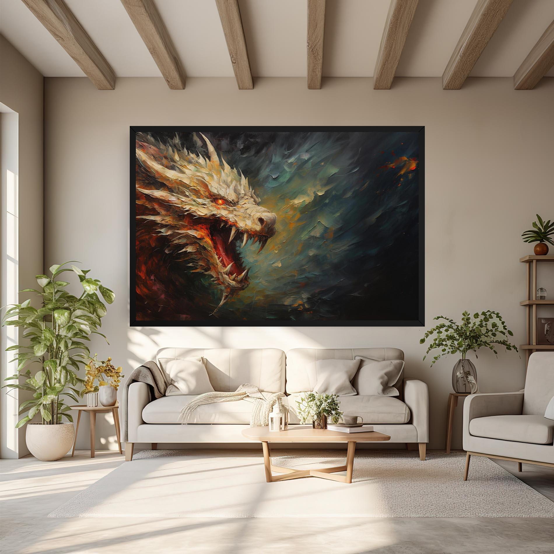Leinwandbild Angry Dragon Painting mockup 6