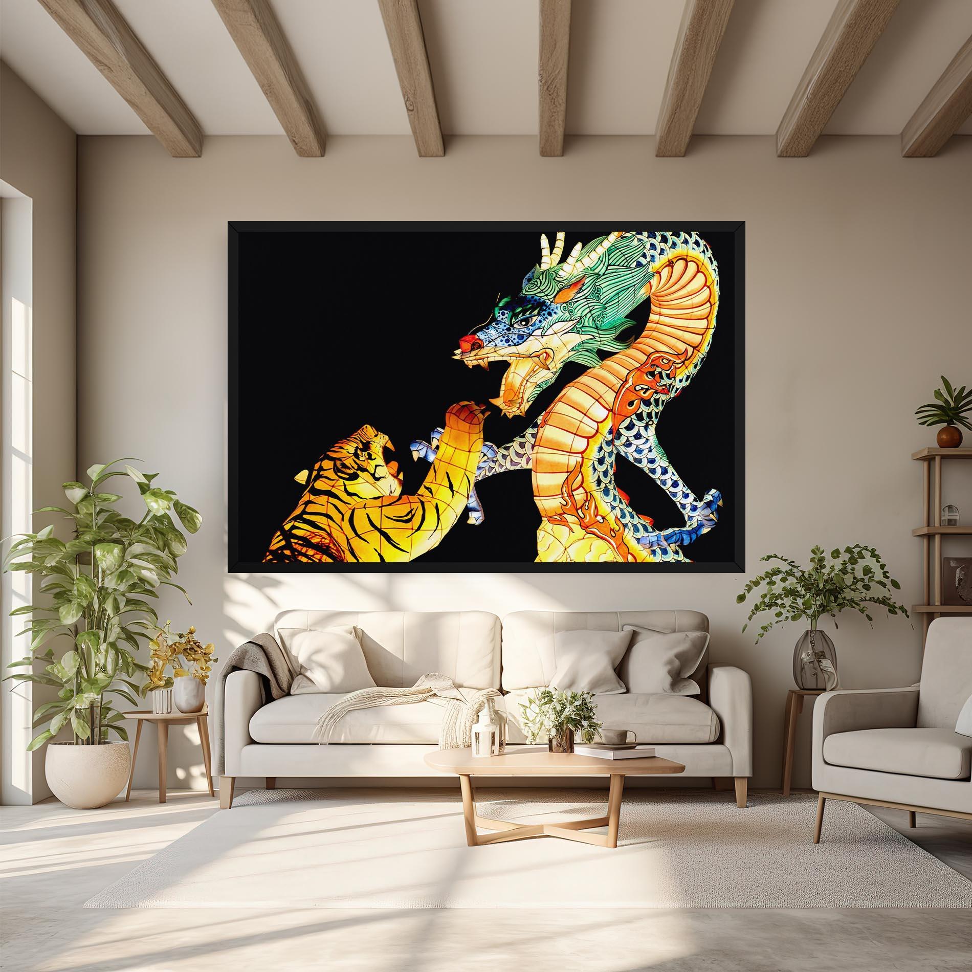 Leinwandbild Chinese Dragon And Tiger mockup 6