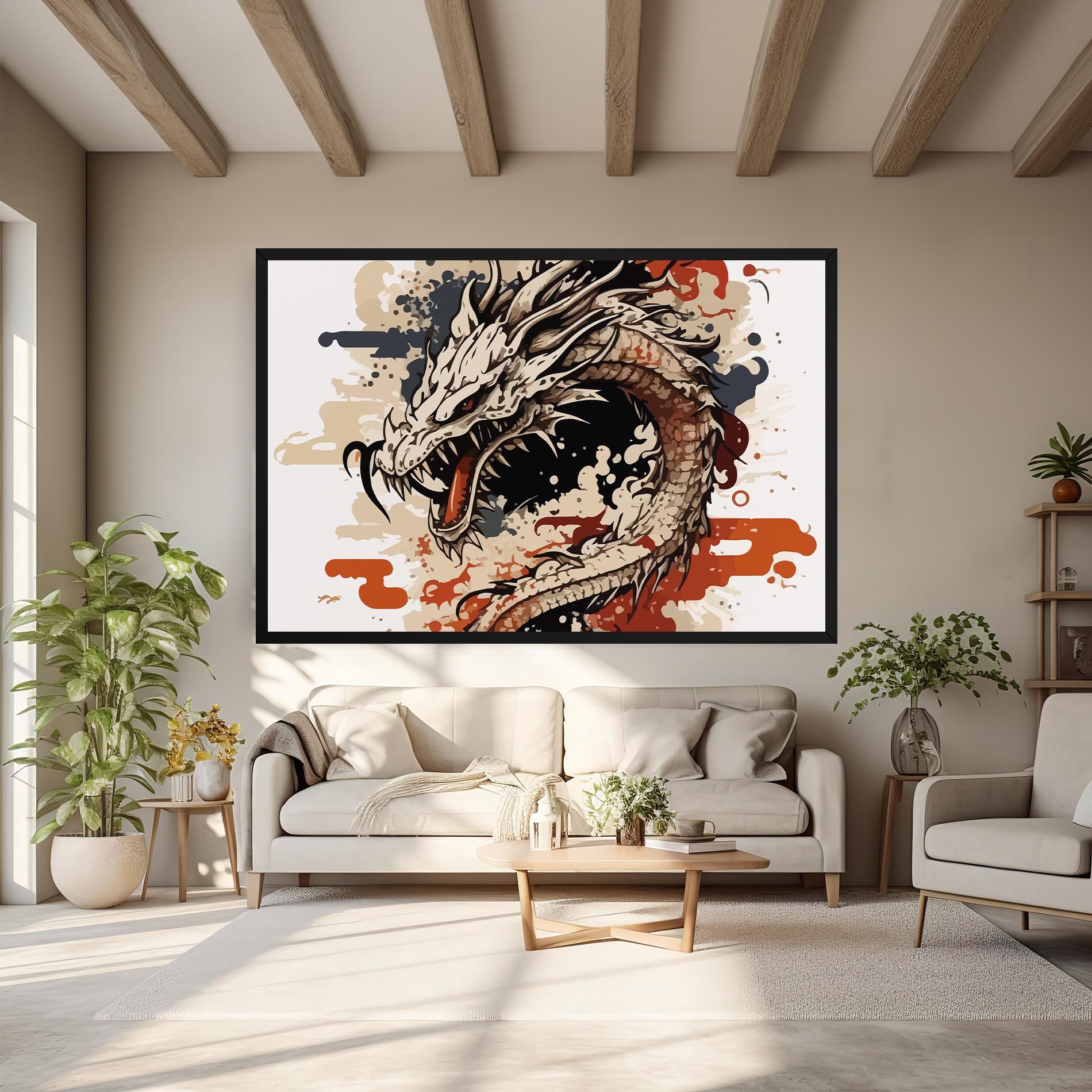 Cream Dragon Art mockup 6