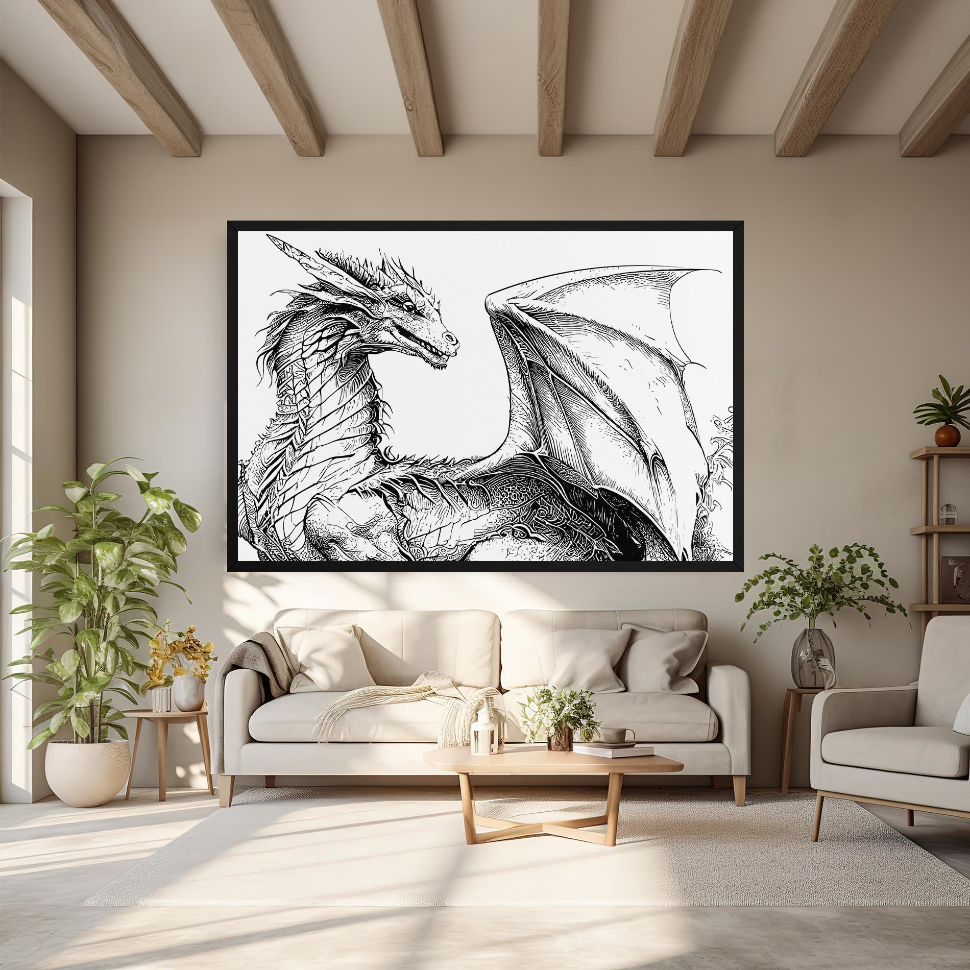 Leinwandbild Dragon Sketch mockup 6