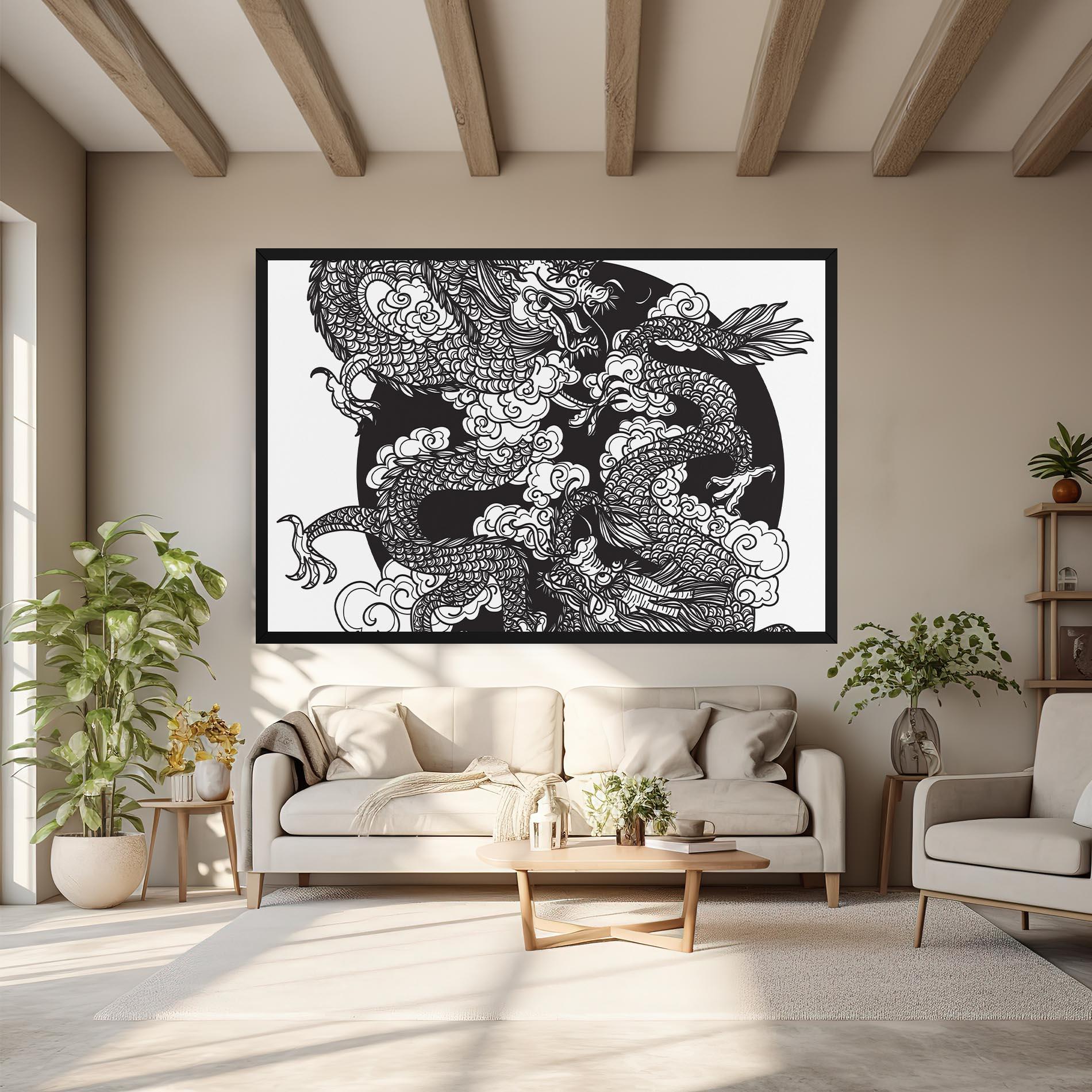 Leinwandbild Grey Moon Dragon mockup 6